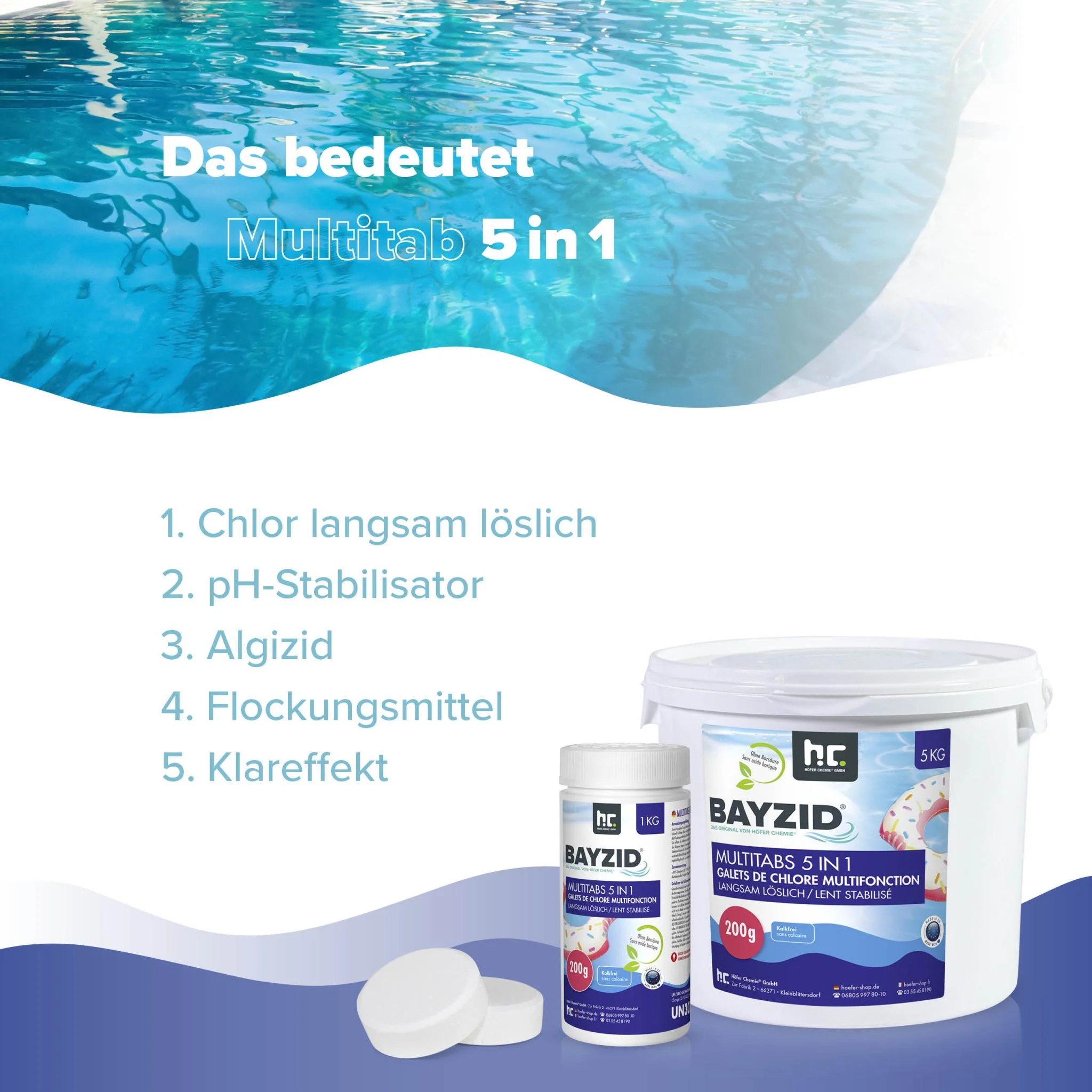 1 kg BAYZID® Multitabs 200g 5in1 für Pools - Image 5