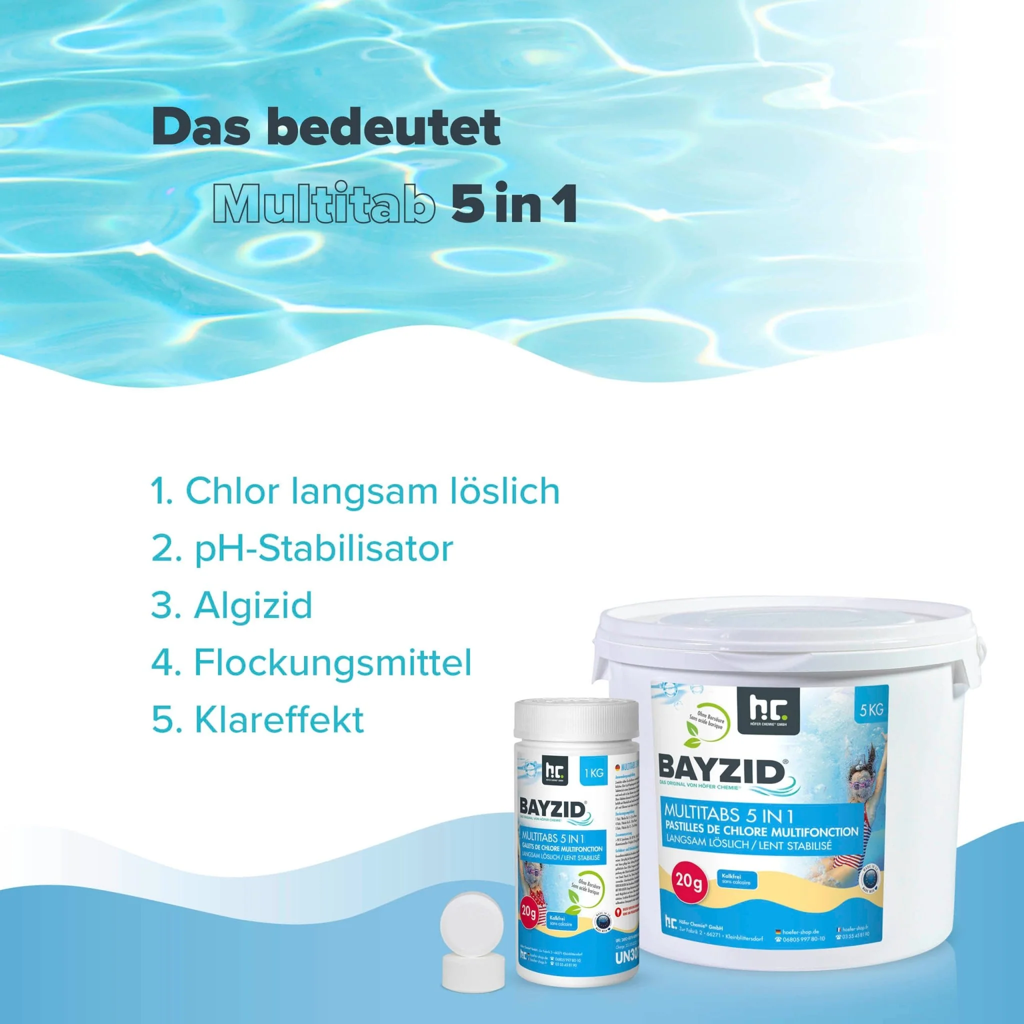 1 kg BAYZID® Multitabs 20g 5in1 für Pools - Image 4