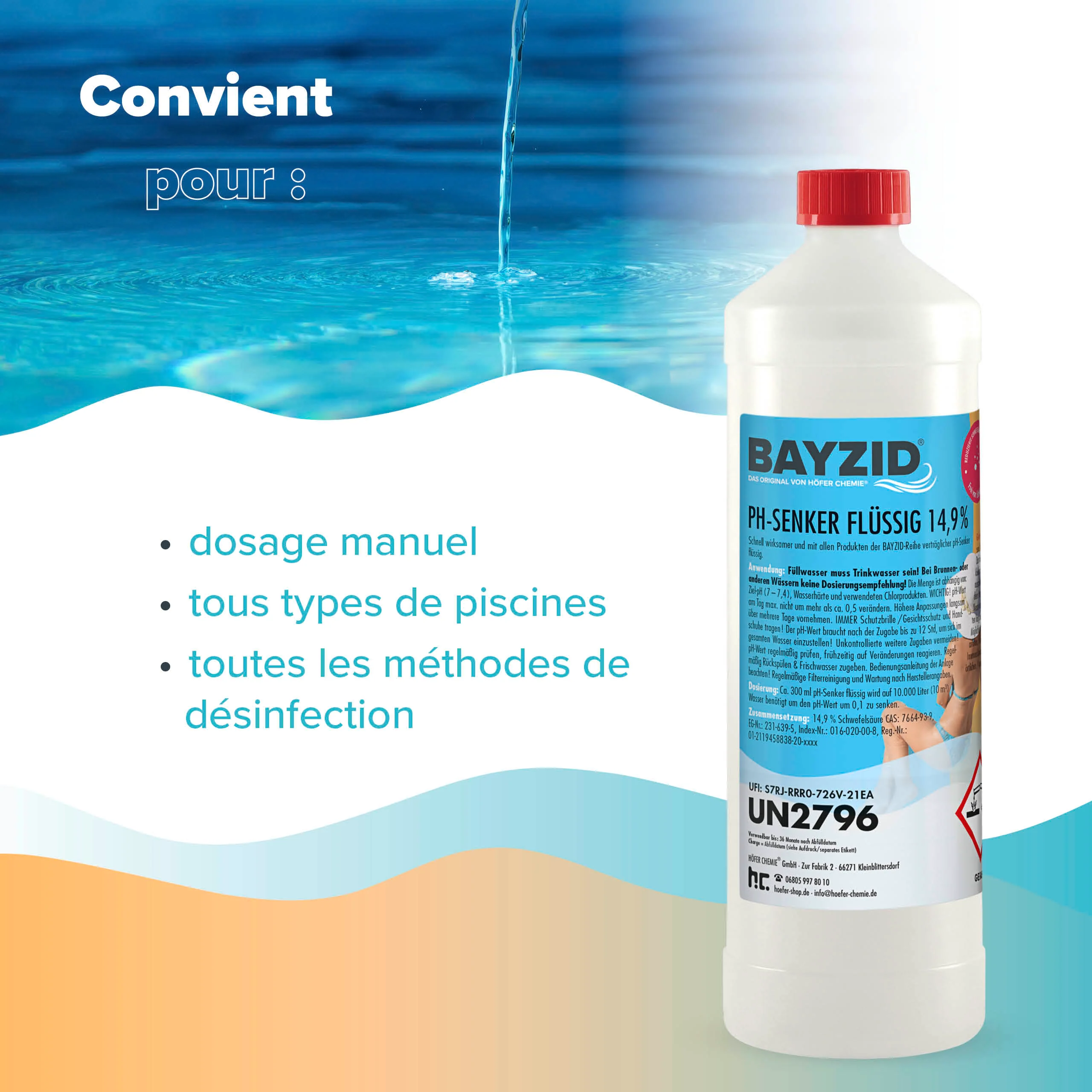 1 kg BAYZID® pH Minus flüssig 14,9% für Pools in Flaschen - Image 11