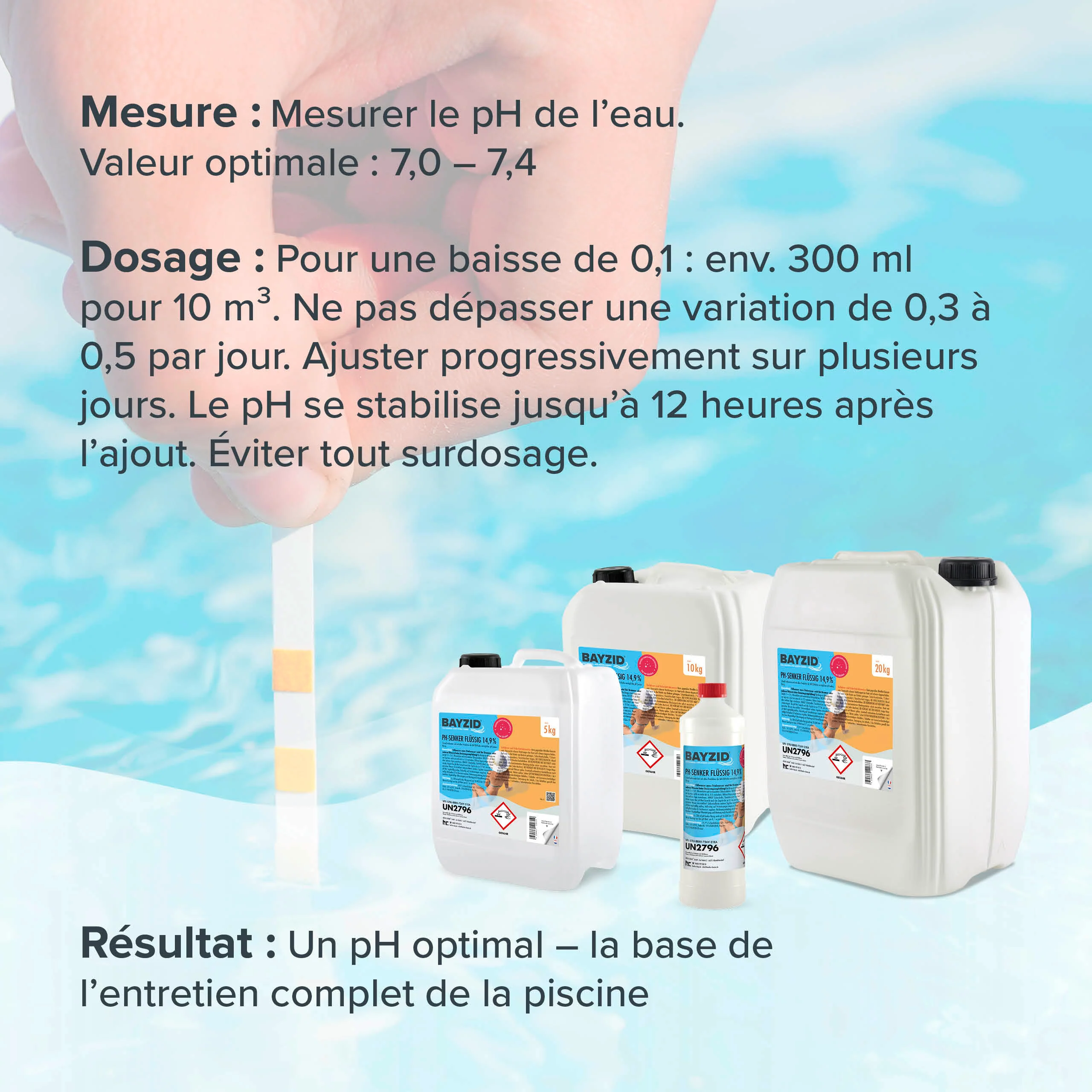 1 kg BAYZID® pH Minus flüssig 14,9% für Pools in Flaschen - Image 12