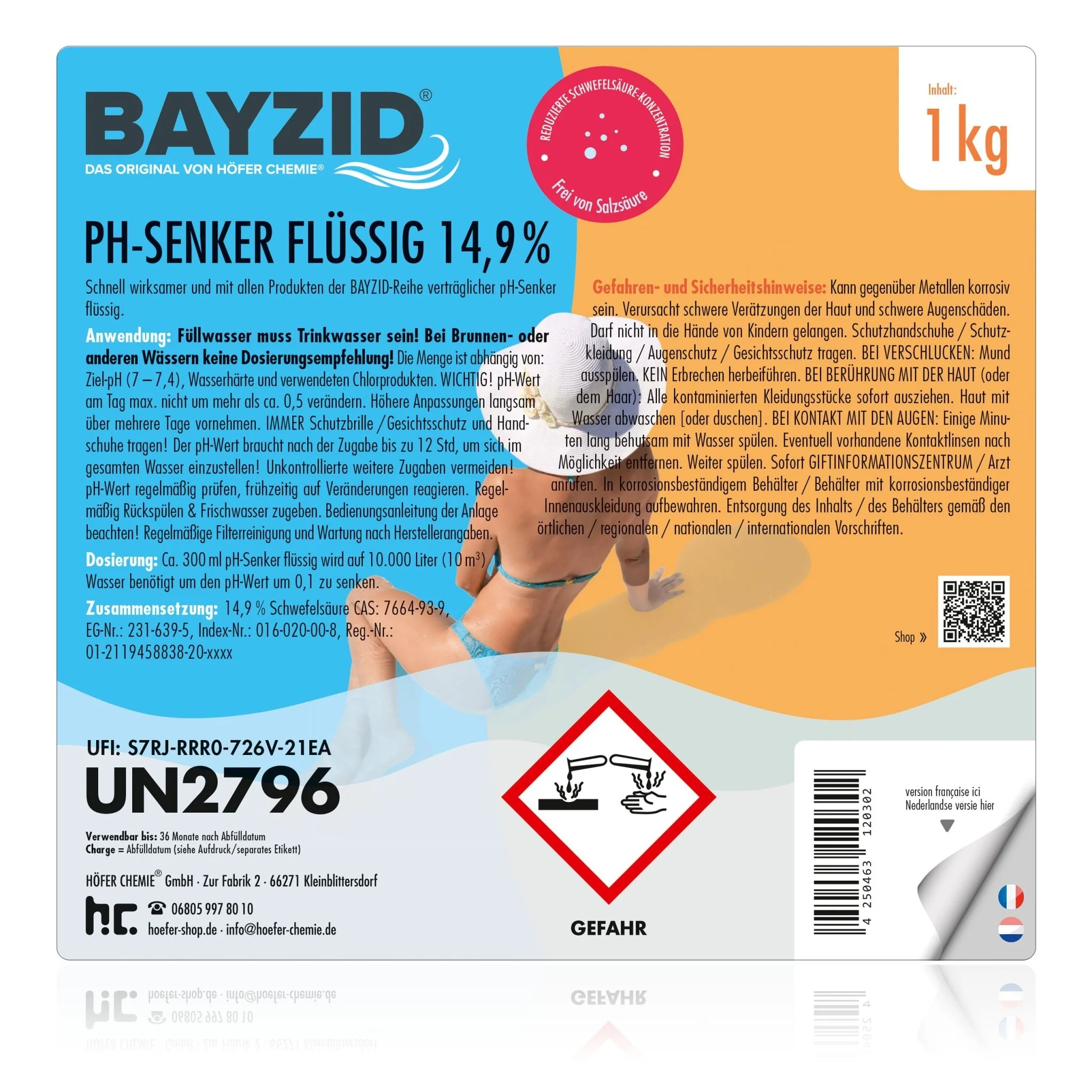1 kg BAYZID® pH Minus flüssig 14,9% für Pools in Flaschen - Image 15
