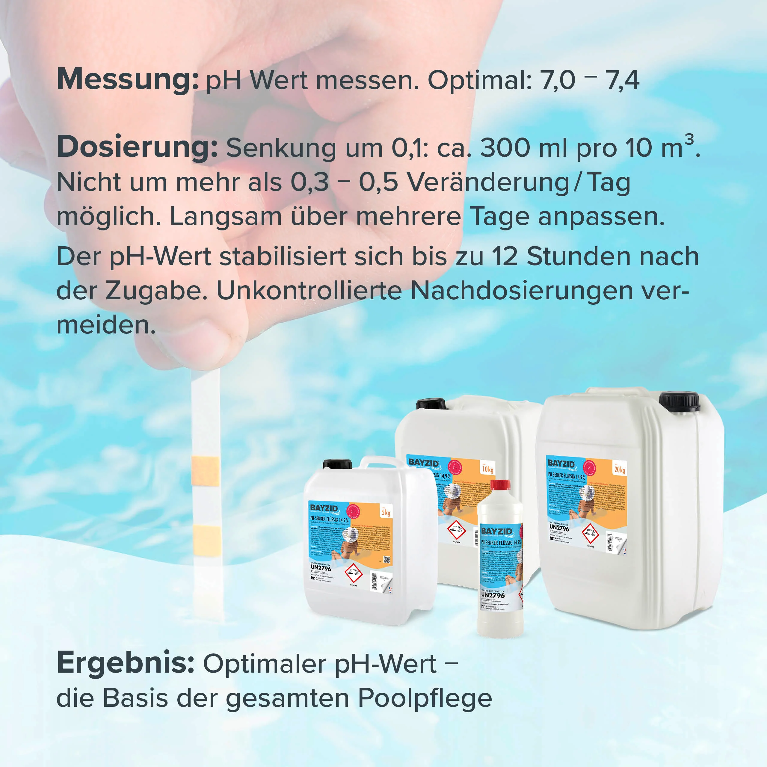 1 kg BAYZID® pH Minus flüssig 14,9% für Pools in Flaschen - Image 6