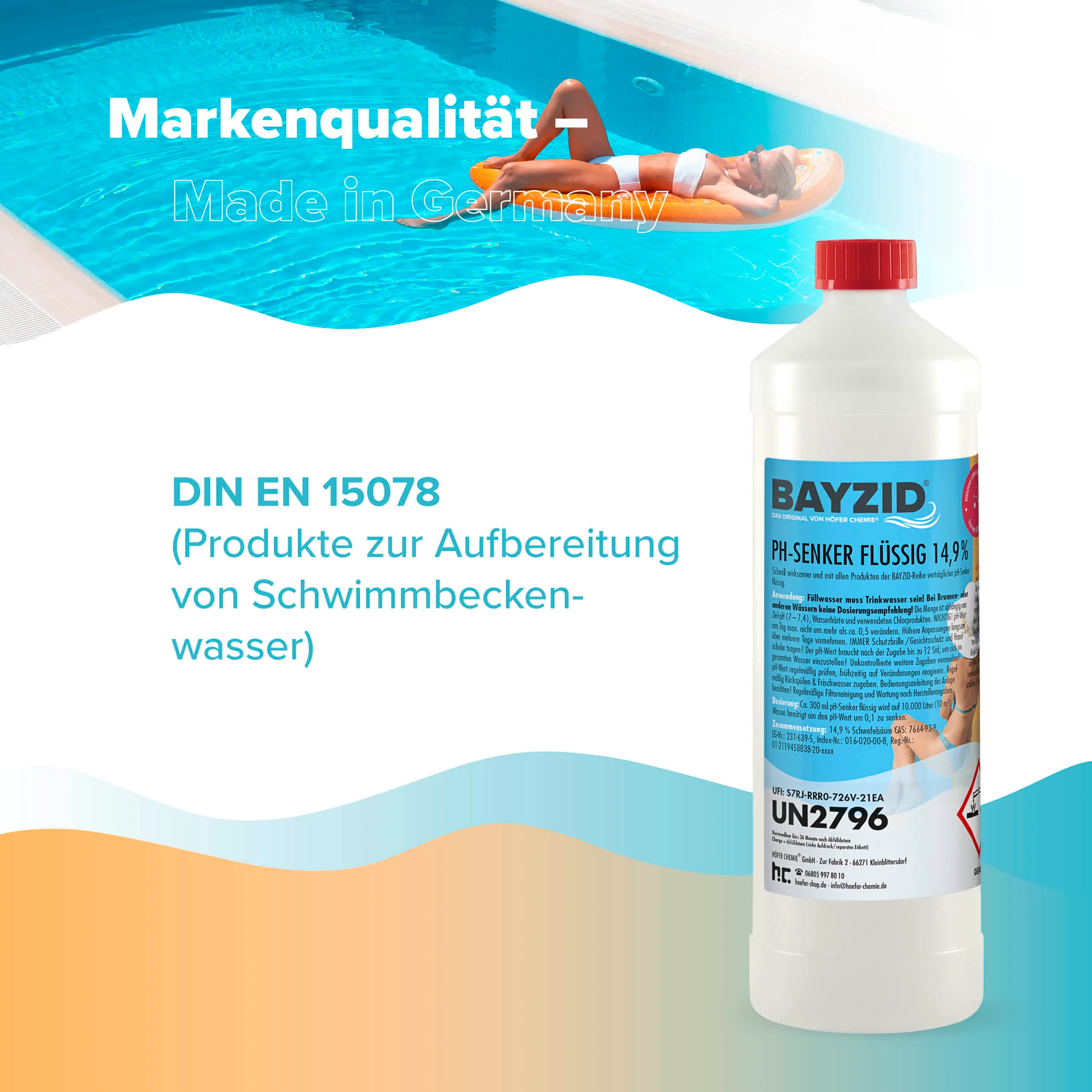 1 kg BAYZID® pH Minus flüssig 14,9% für Pools in Flaschen - Image 7