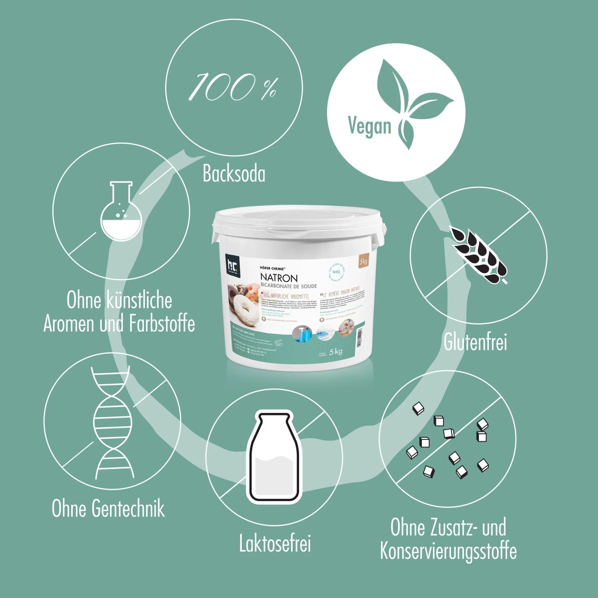 1 kg Höfer Chemie® Natron Backsoda Natriumhydrogencarbonat in Lebensmittelqualität - Image 10