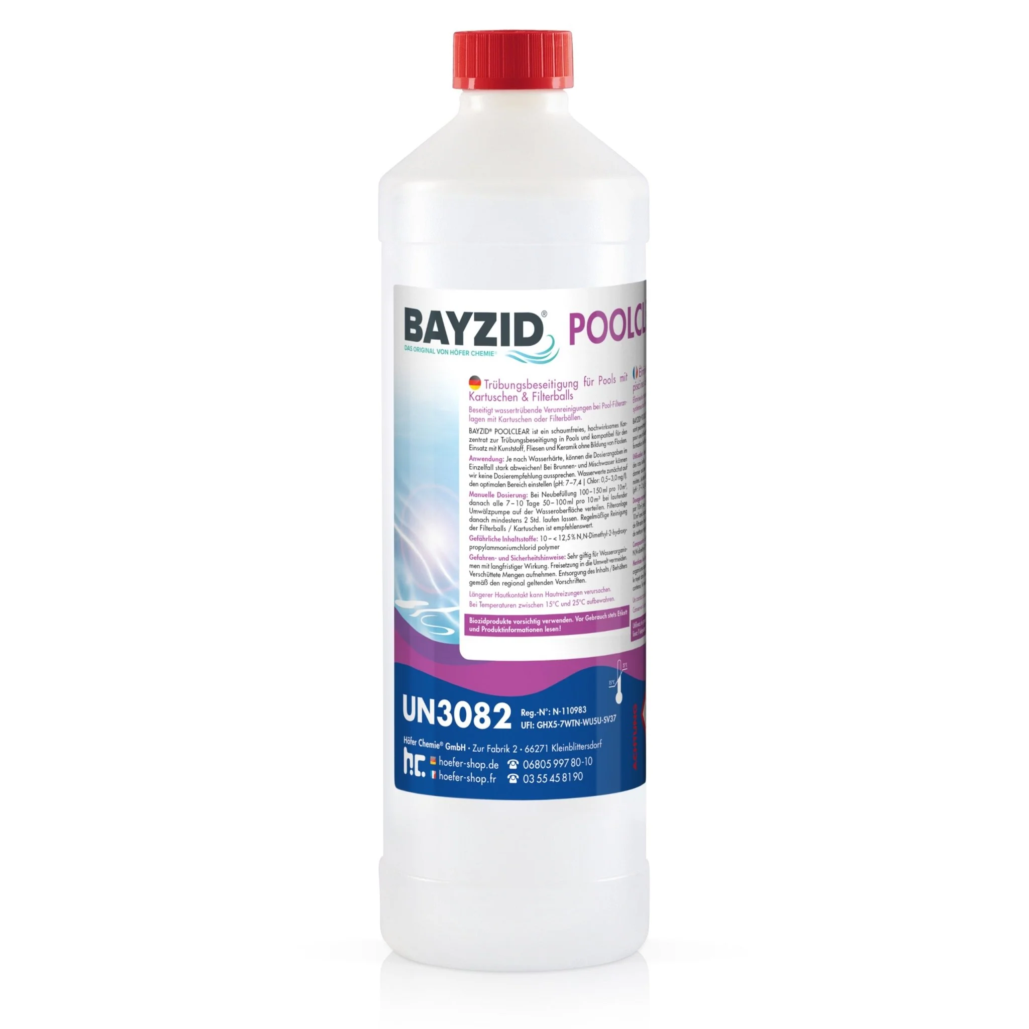 1 L BAYZID® Poolclear - Trübungsbeseitigung für Pool-Filter mit Kartuschen & Filterballs