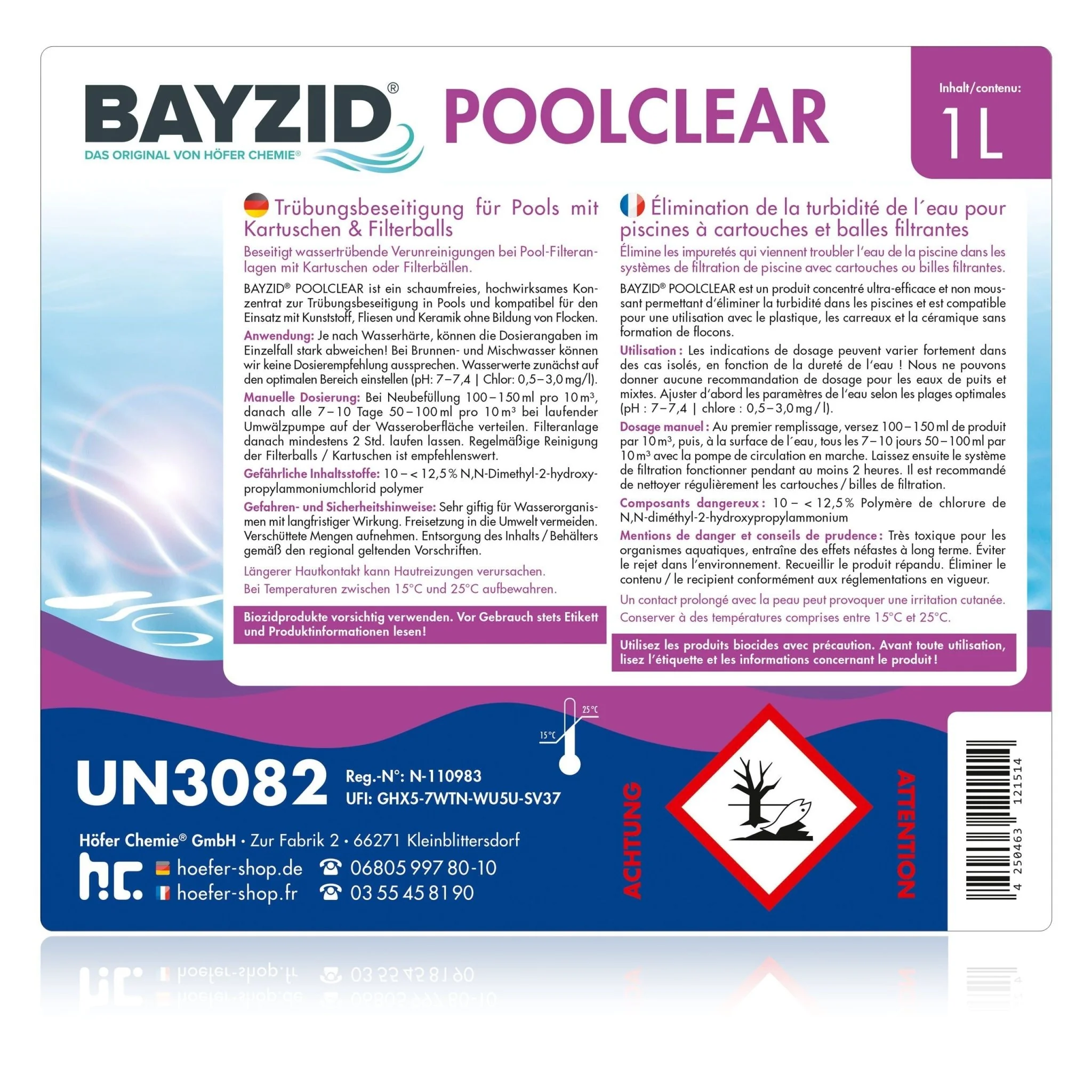 1 L BAYZID® Poolclear - Trübungsbeseitigung für Pool-Filter mit Kartuschen & Filterballs - Image 13