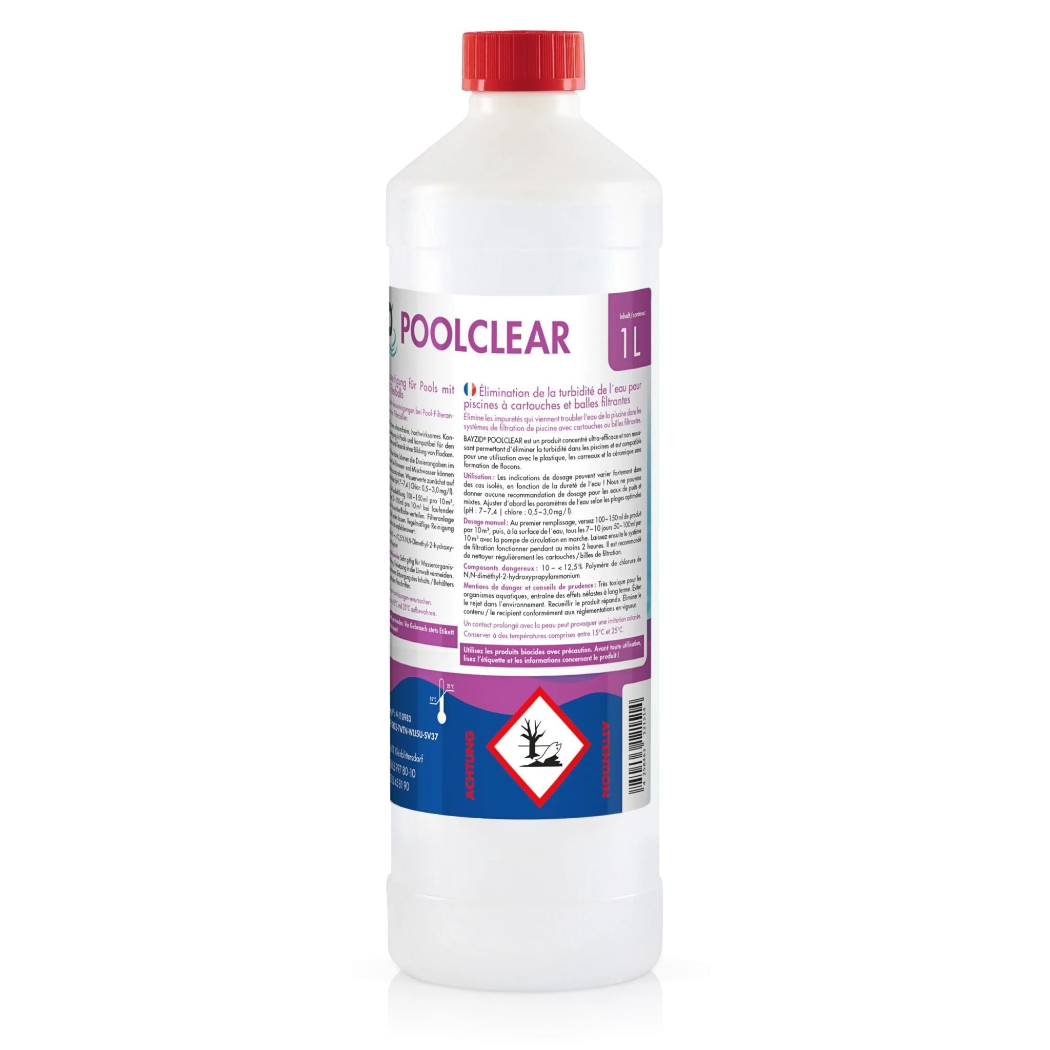 1 L BAYZID® Poolclear - Trübungsbeseitigung für Pool-Filter mit Kartuschen & Filterballs - Image 2