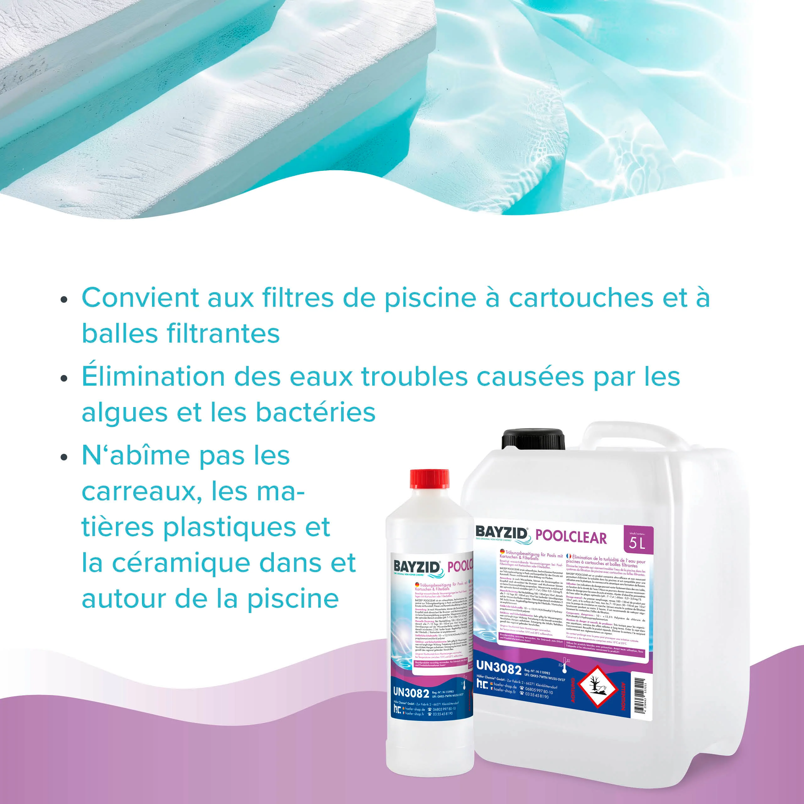 1 L BAYZID® Poolclear - Trübungsbeseitigung für Pool-Filter mit Kartuschen & Filterballs - Image 9