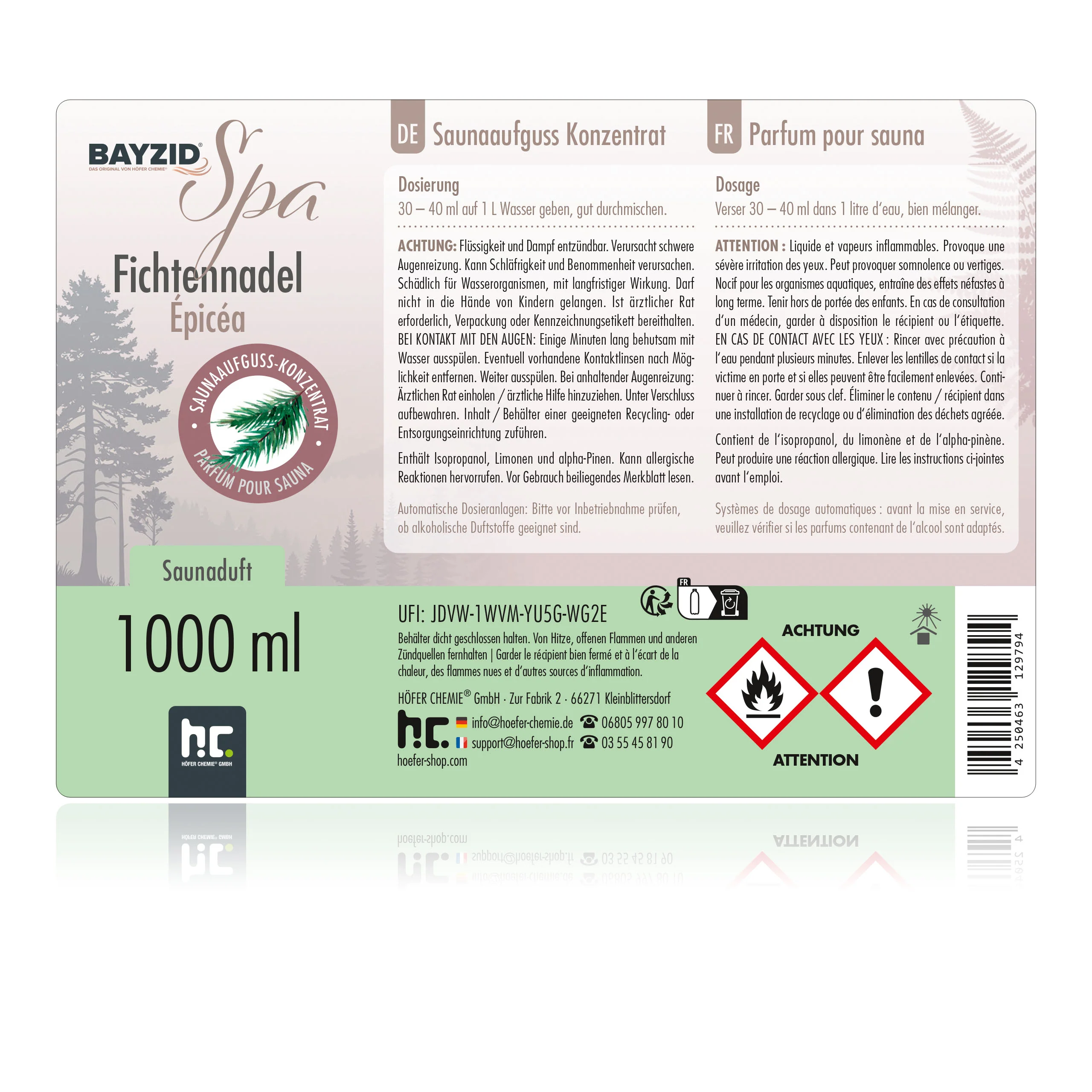 1 L BAYZID® SPA Saunaaufguss Fichtennadel - Image 5