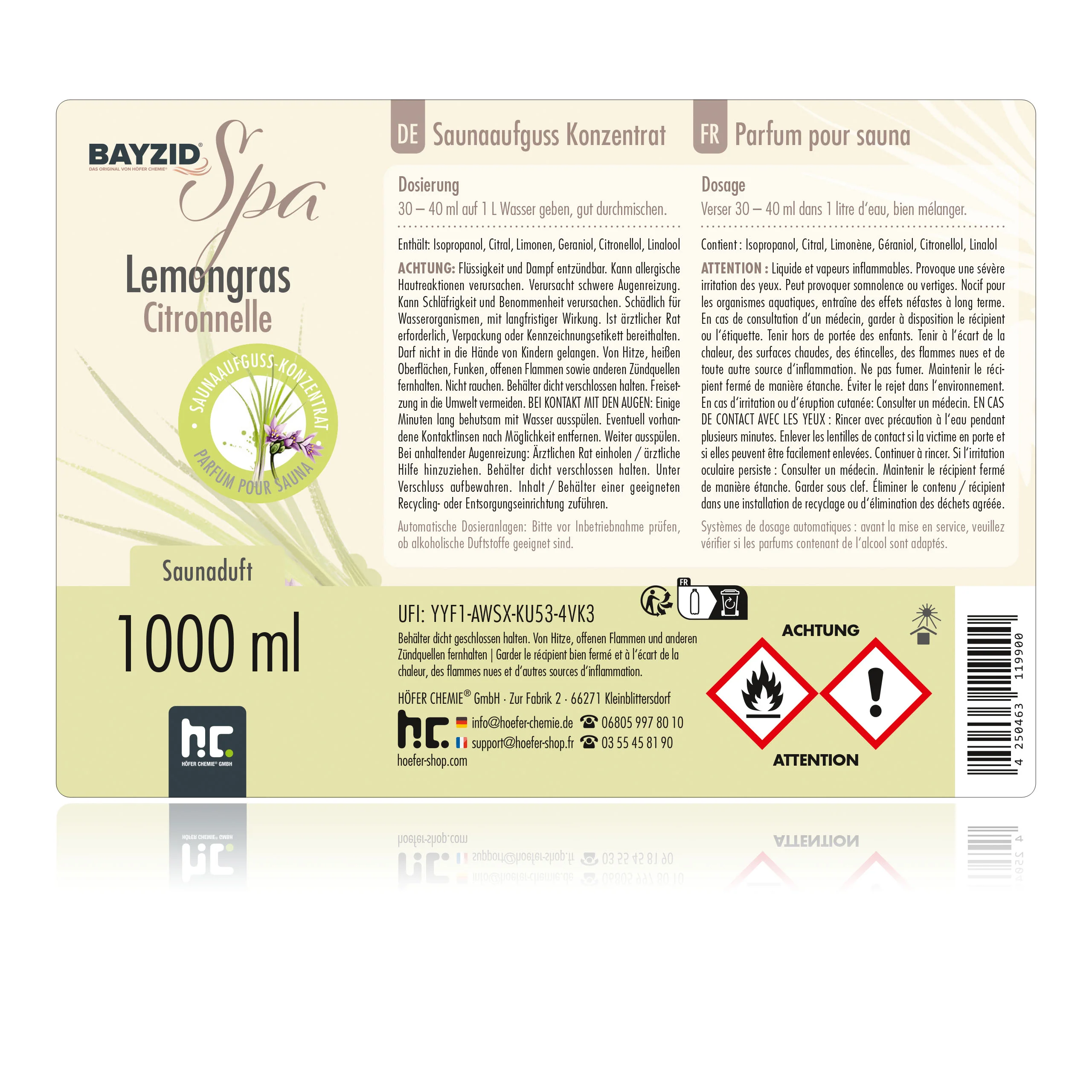 1 L BAYZID® SPA Saunaaufguss Lemongras - Image 5