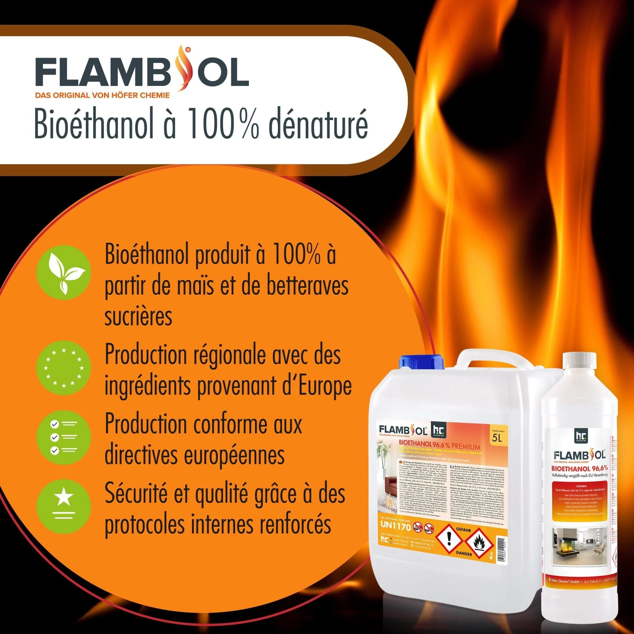 1 L FLAMBIOL® Bioethanol 96,6% Premium für Ethanol-Tischkamin - Image 14