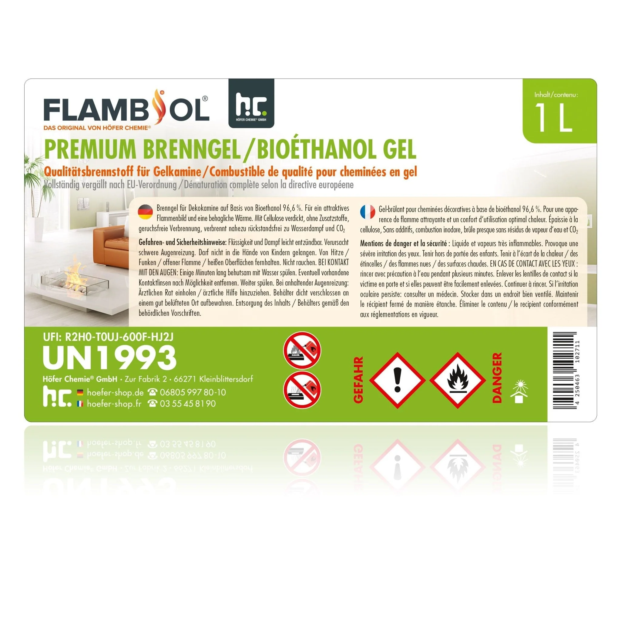 1 L FLAMBIOL® Premium Brenngel aus Bioethanol für Tischfeuer in Flaschen - Image 14