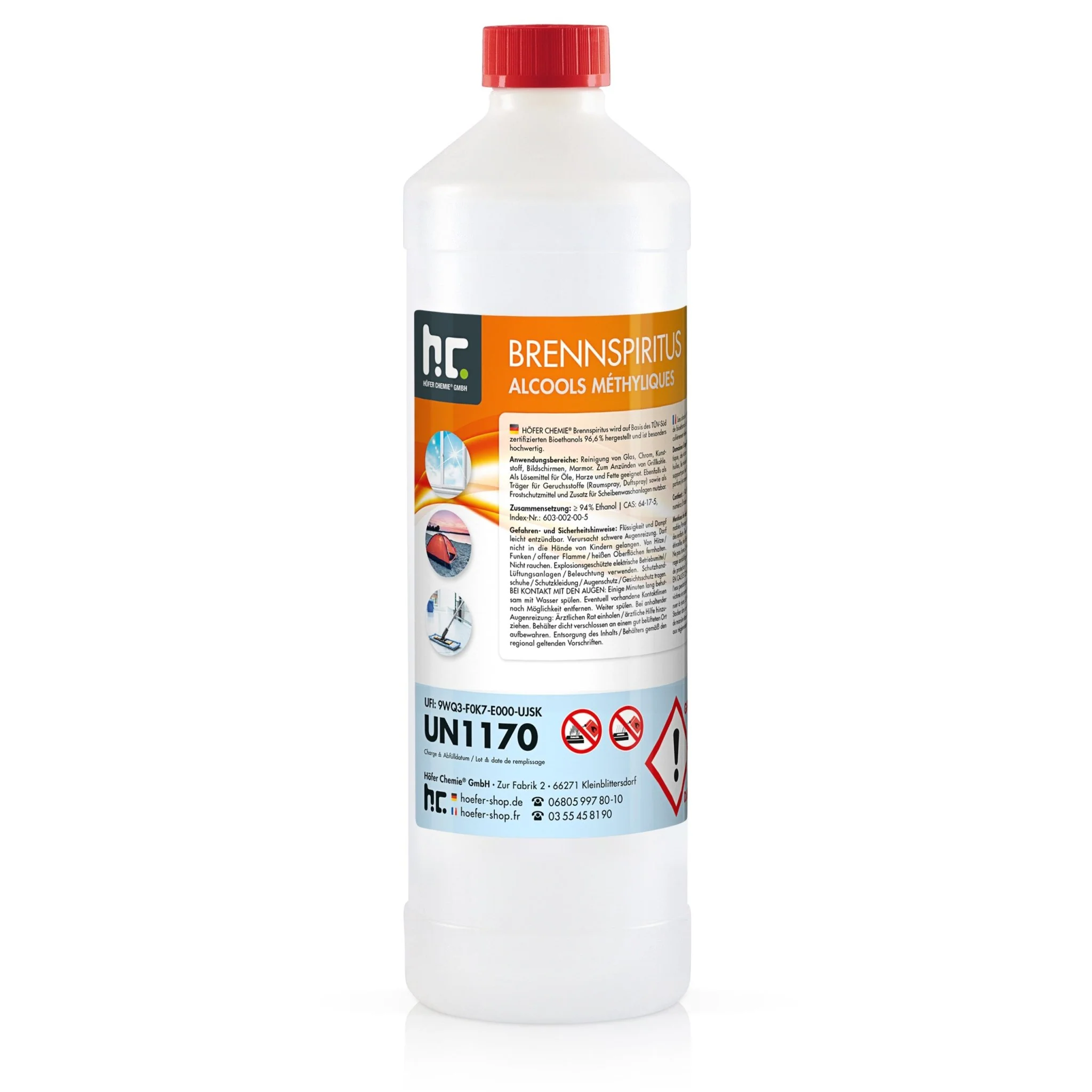 1 L Höfer Chemie®  Brennspiritus 94% in Flaschen - Image 4