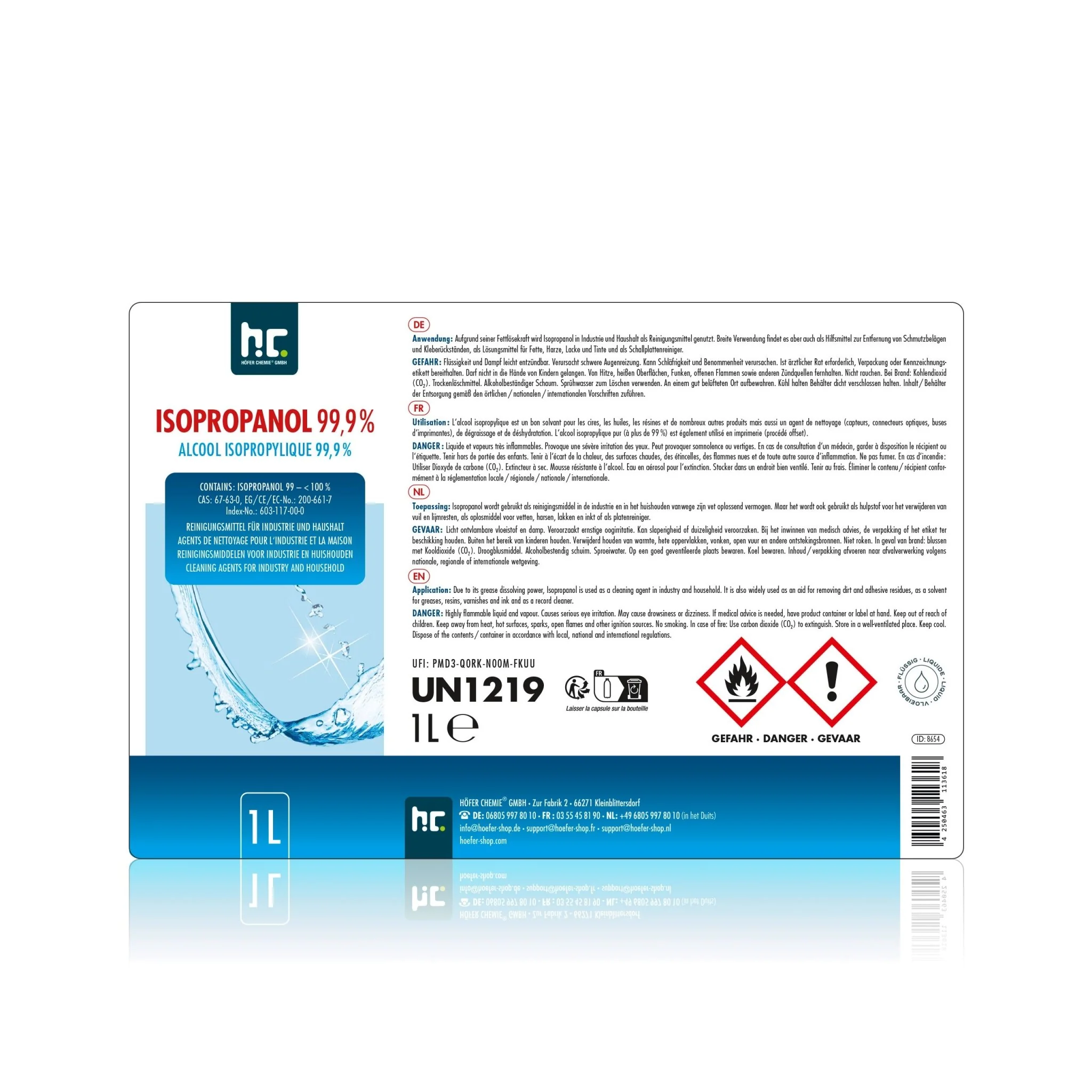 1 L Höfer Chemie® Isopropanol 99,9% in Flaschen - Image 13