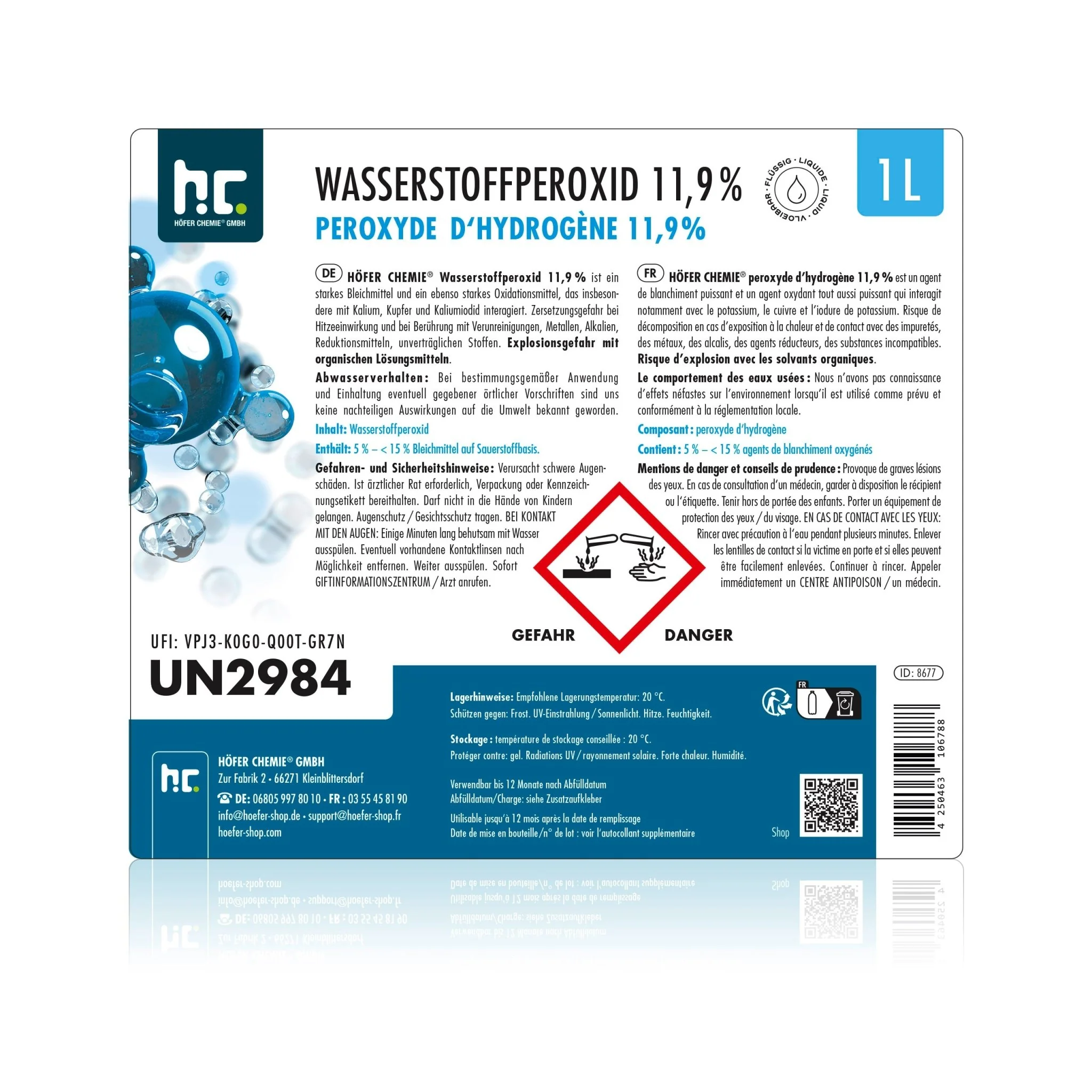 1 L Höfer Chemie® Wasserstoffperoxid 11,9% in Flaschen - Image 16