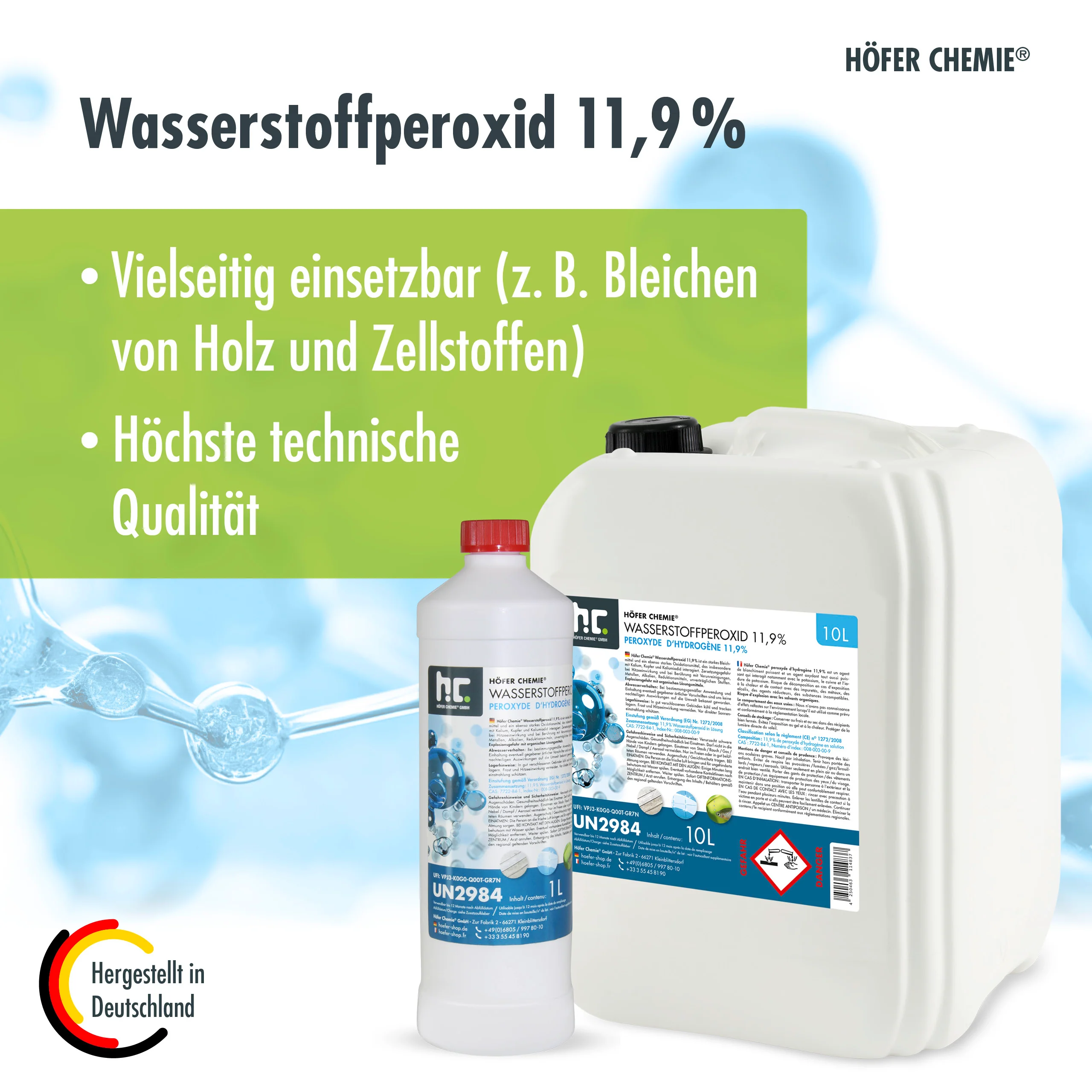 1 L Höfer Chemie® Wasserstoffperoxid 11,9% in Flaschen - Image 21