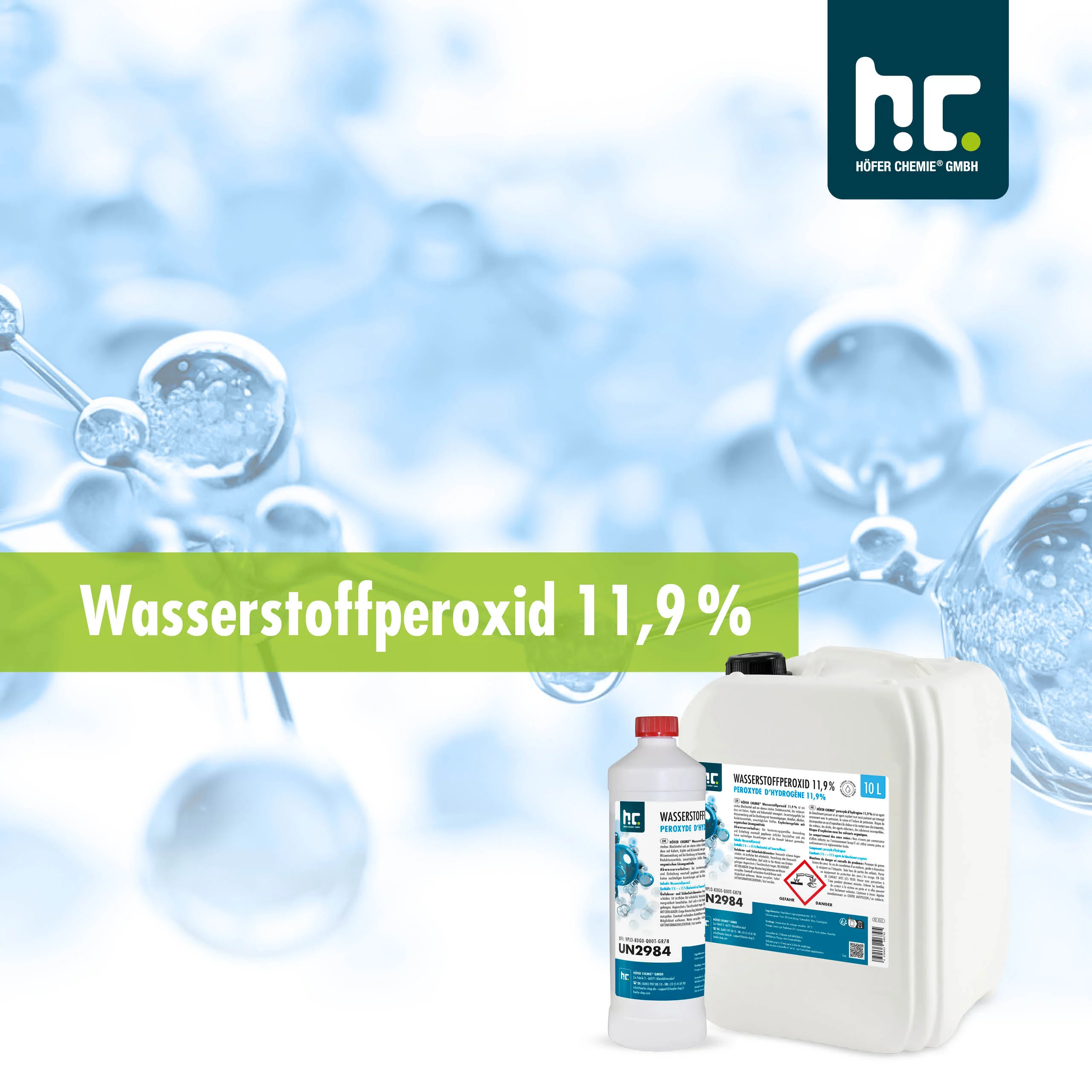 1 L Höfer Chemie® Wasserstoffperoxid 11,9% in Flaschen - Image 3