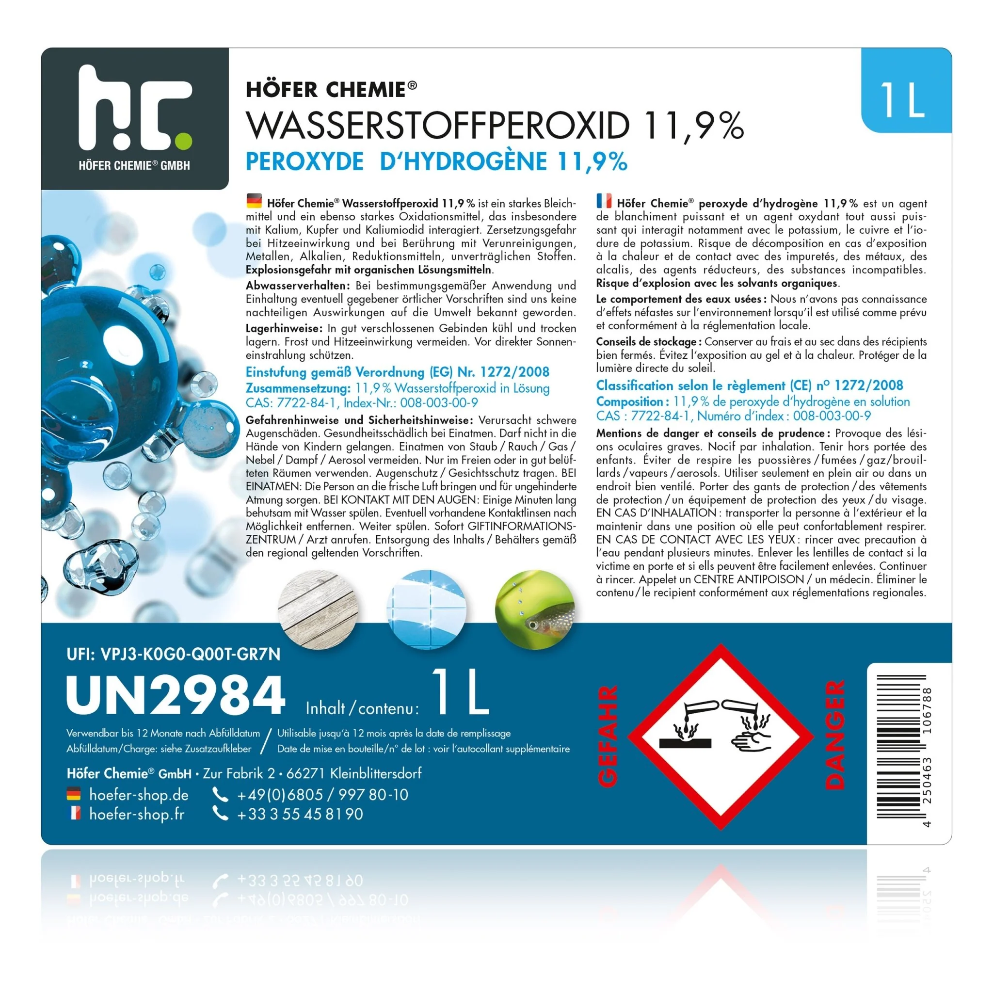 1 L Höfer Chemie® Wasserstoffperoxid 11,9% in Flaschen - Image 32