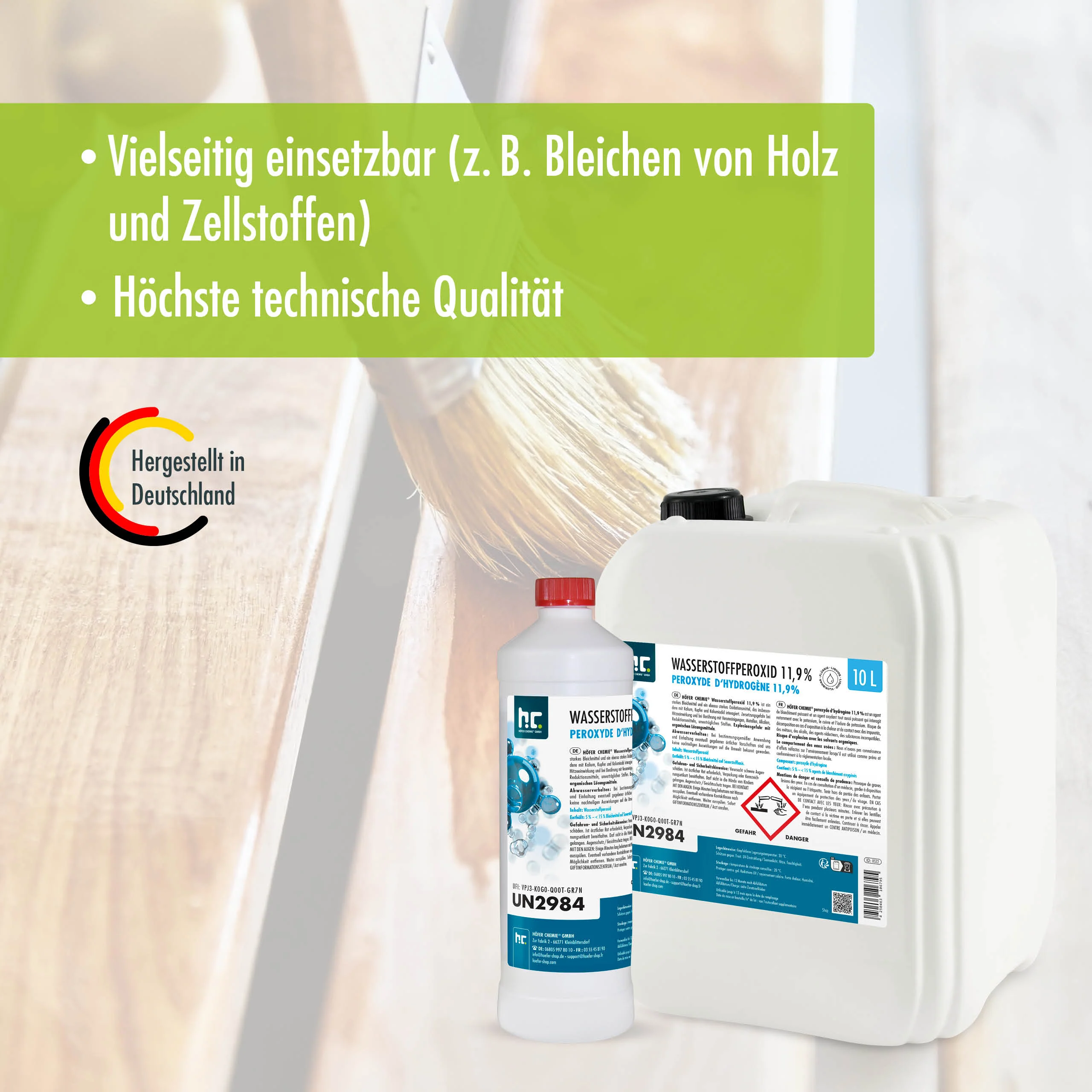 1 L Höfer Chemie® Wasserstoffperoxid 11,9% in Flaschen - Image 4