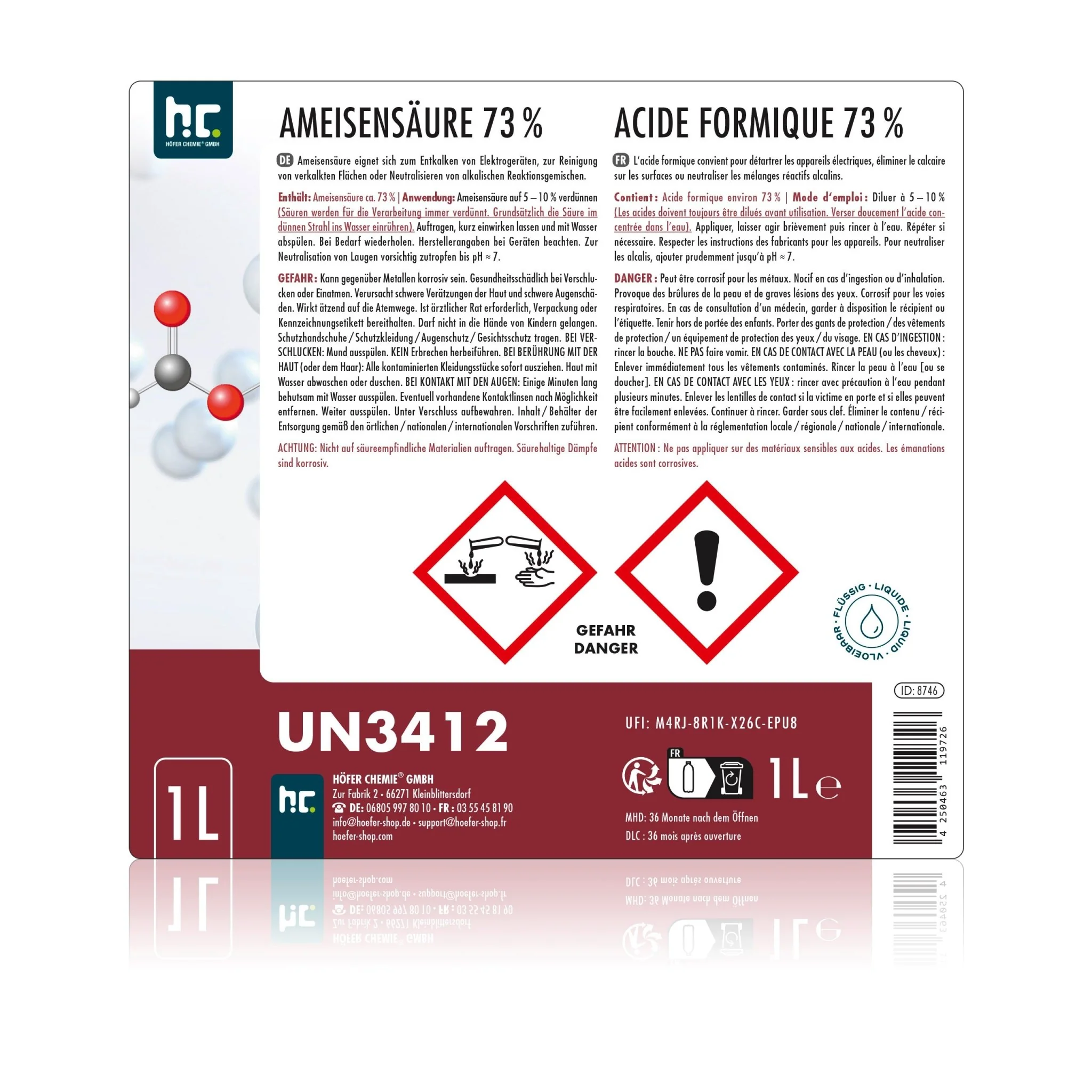1 L Höfer Chemie® Ameisensäure 73% technische Qualität - Image 13