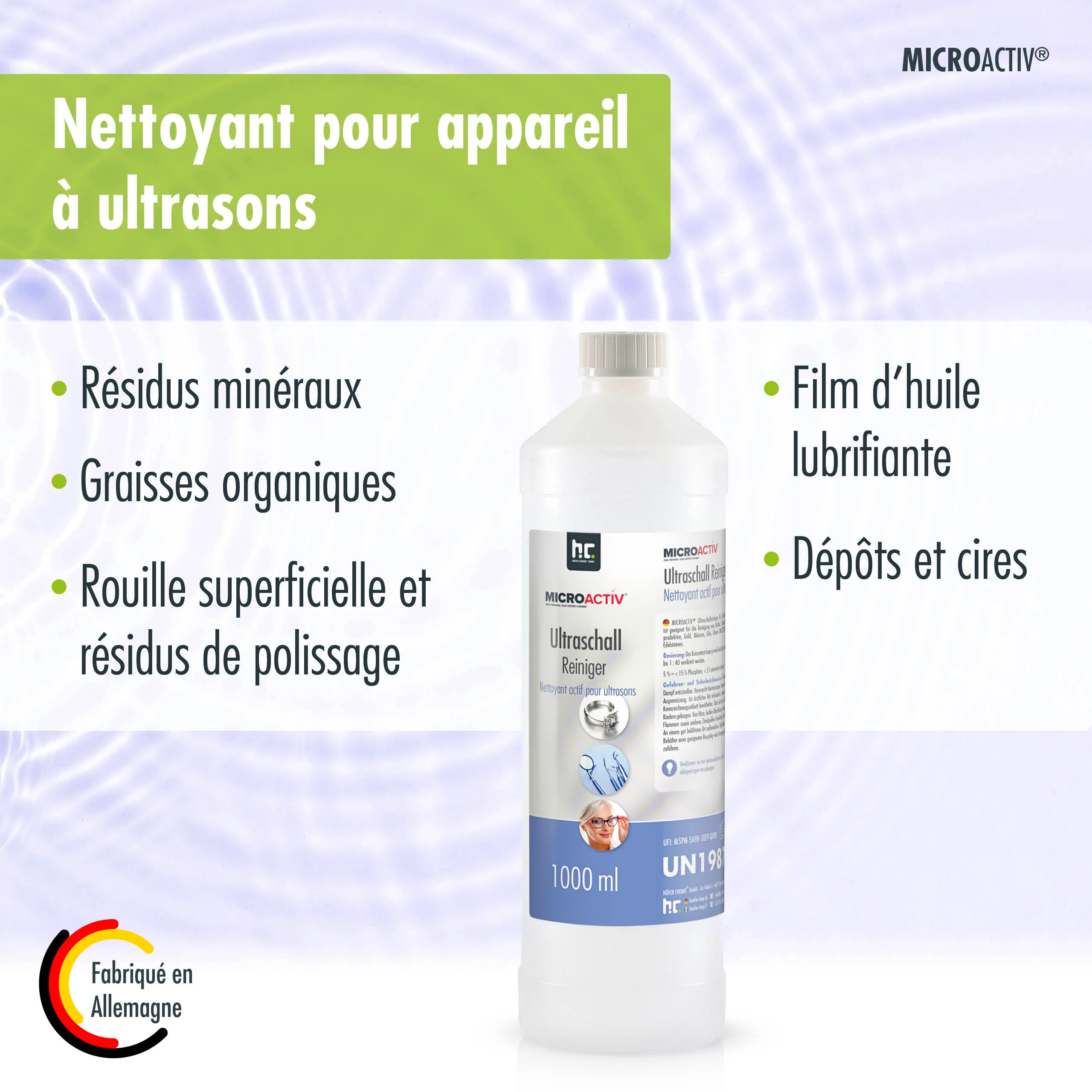 1 L Microactiv® Ultraschallreiniger Flüssig-Konzentrat für Ultraschallbad - Image 3