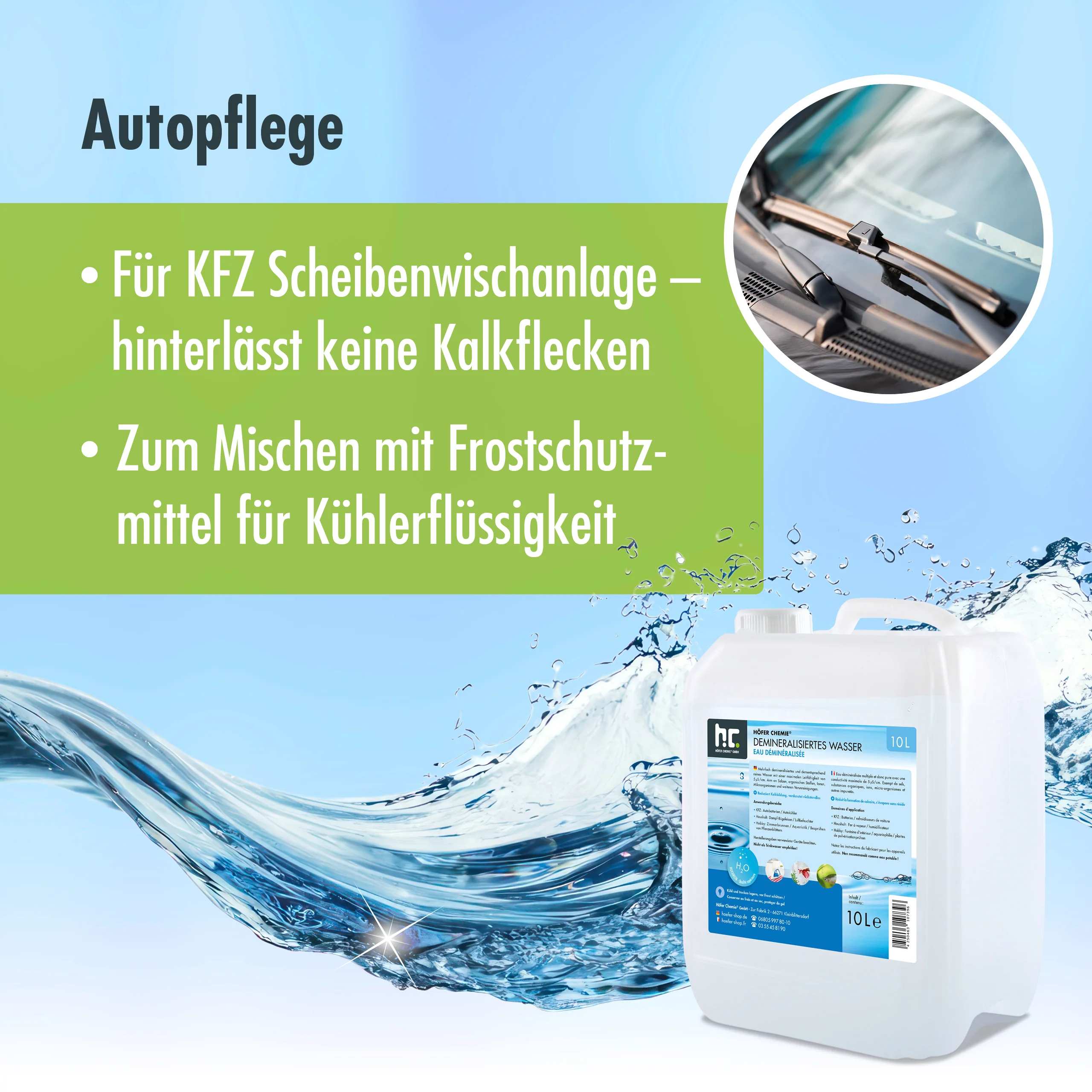 10 L Höfer Chemie® Demineralisiertes Wasser in Kanister - Image 3