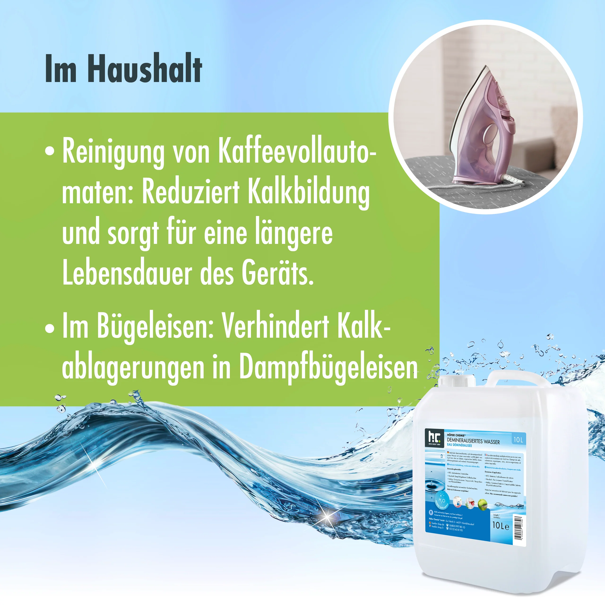 10 L Höfer Chemie® Demineralisiertes Wasser in Kanister - Image 4