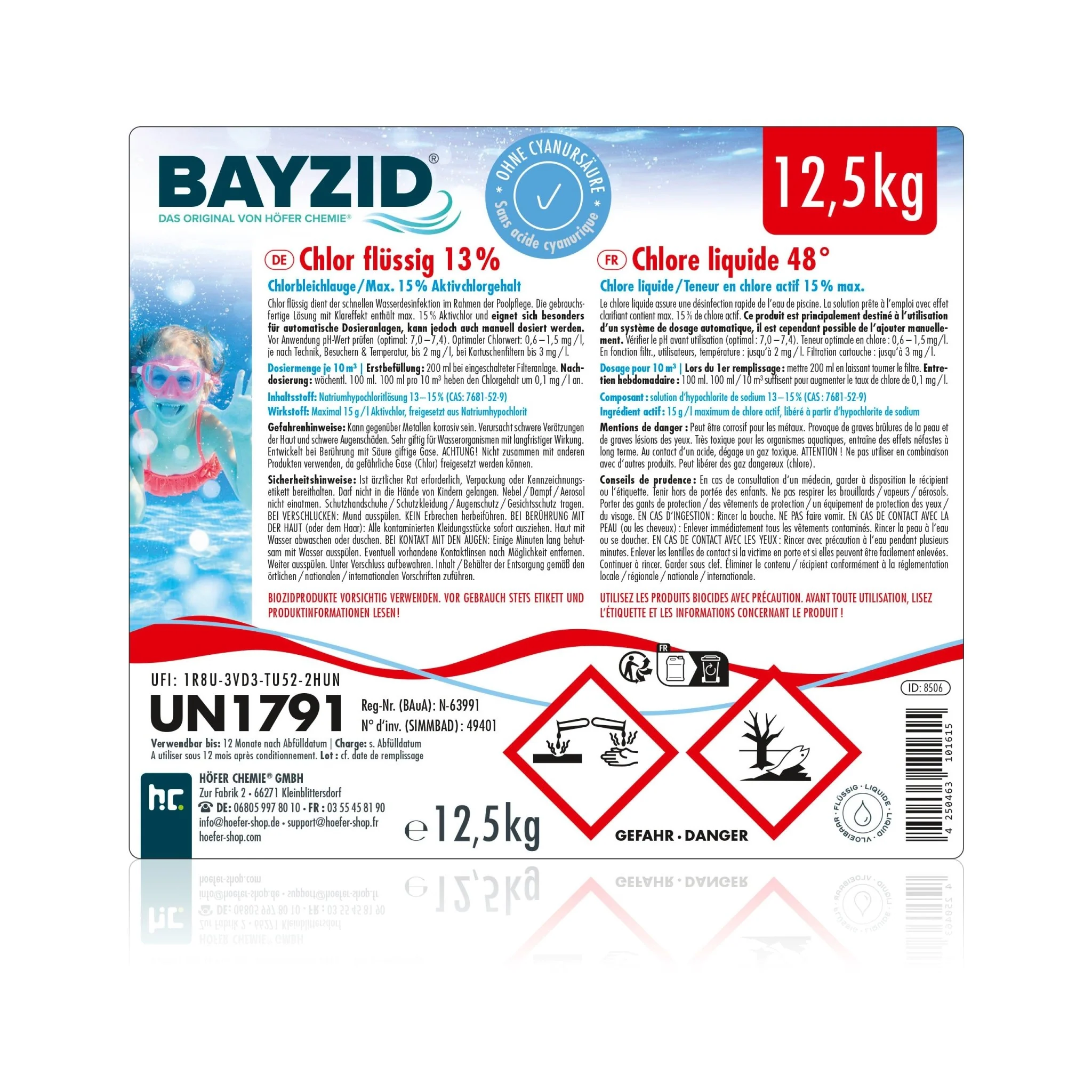 12,5 kg BAYZID® Chlor 13% flüssig für Pools in Kanister - Image 16