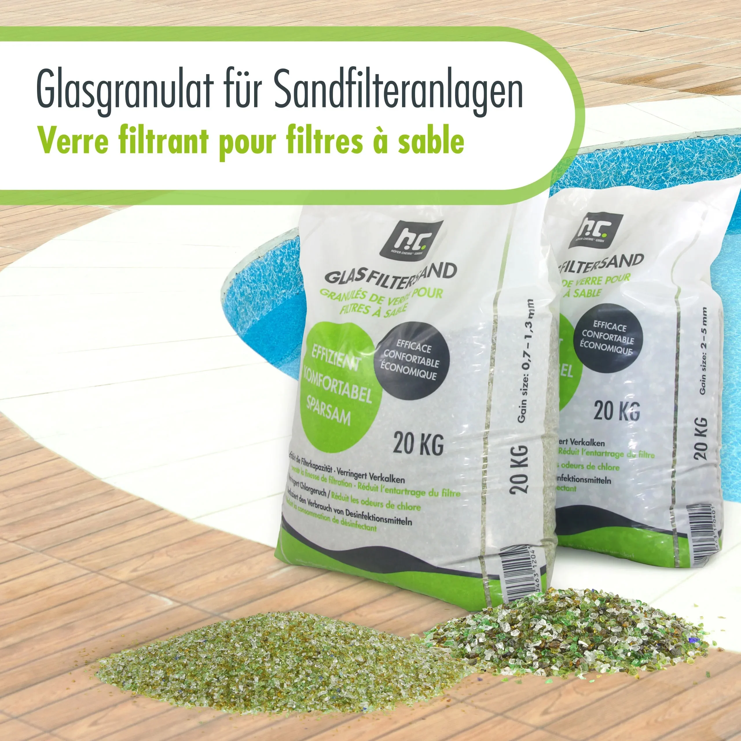 2 x 20 kg Höfer Chemie® Spezial Glasgranulat für Sandfilteranlagen - Set - Image 6