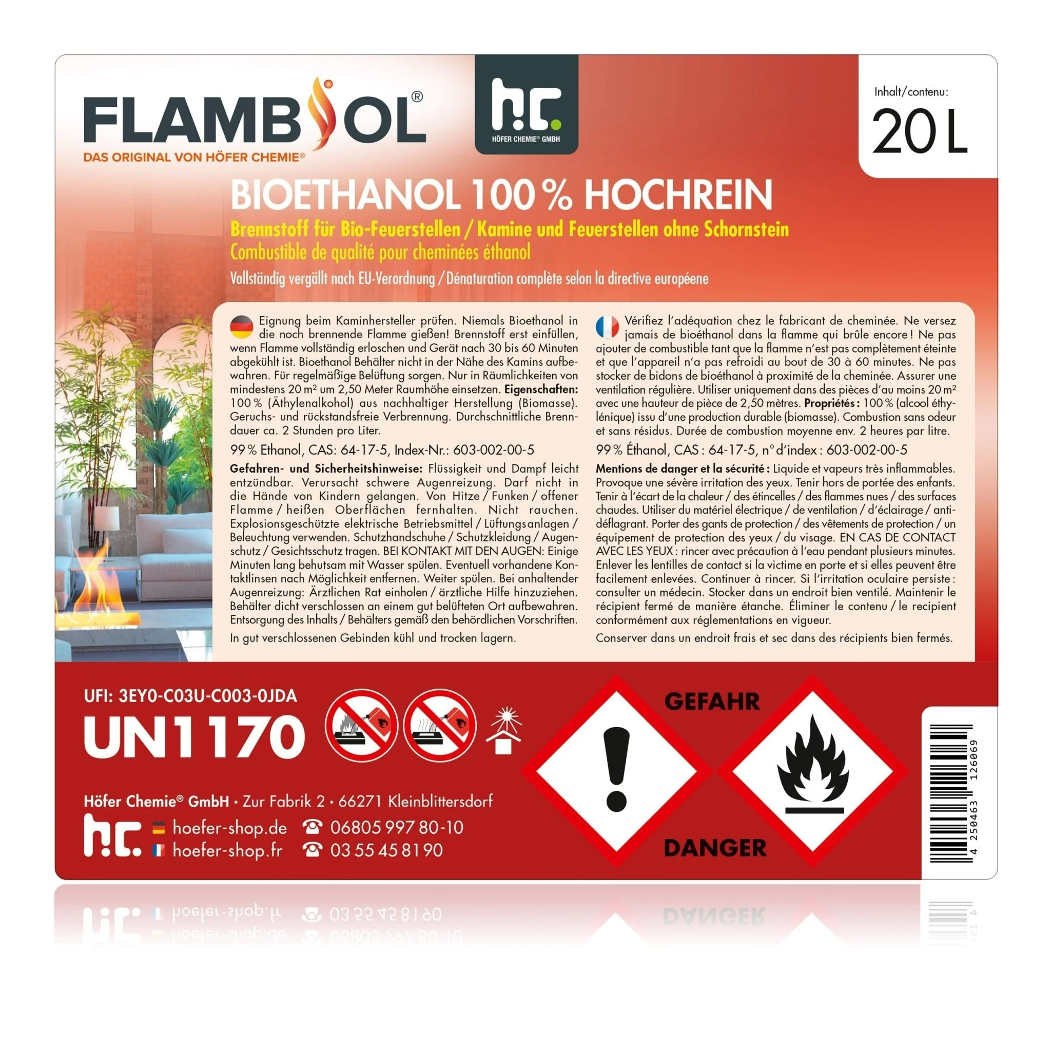 20 L FLAMBIOL® Bioethanol 100% Hochrein - Image 12