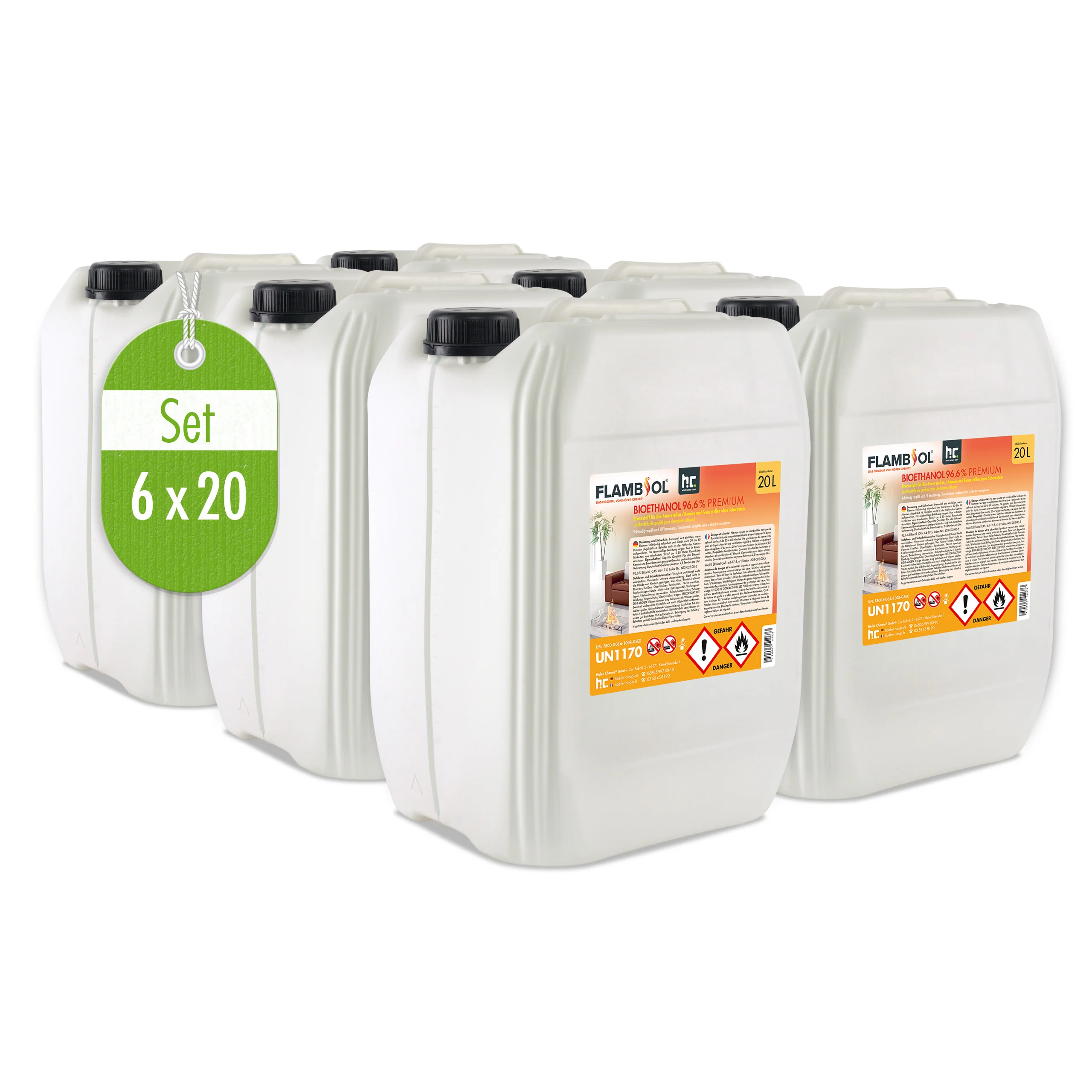 20 L FLAMBIOL® Bioethanol 96,6% Premium für Ethanolkamin in Kanistern - Image 5