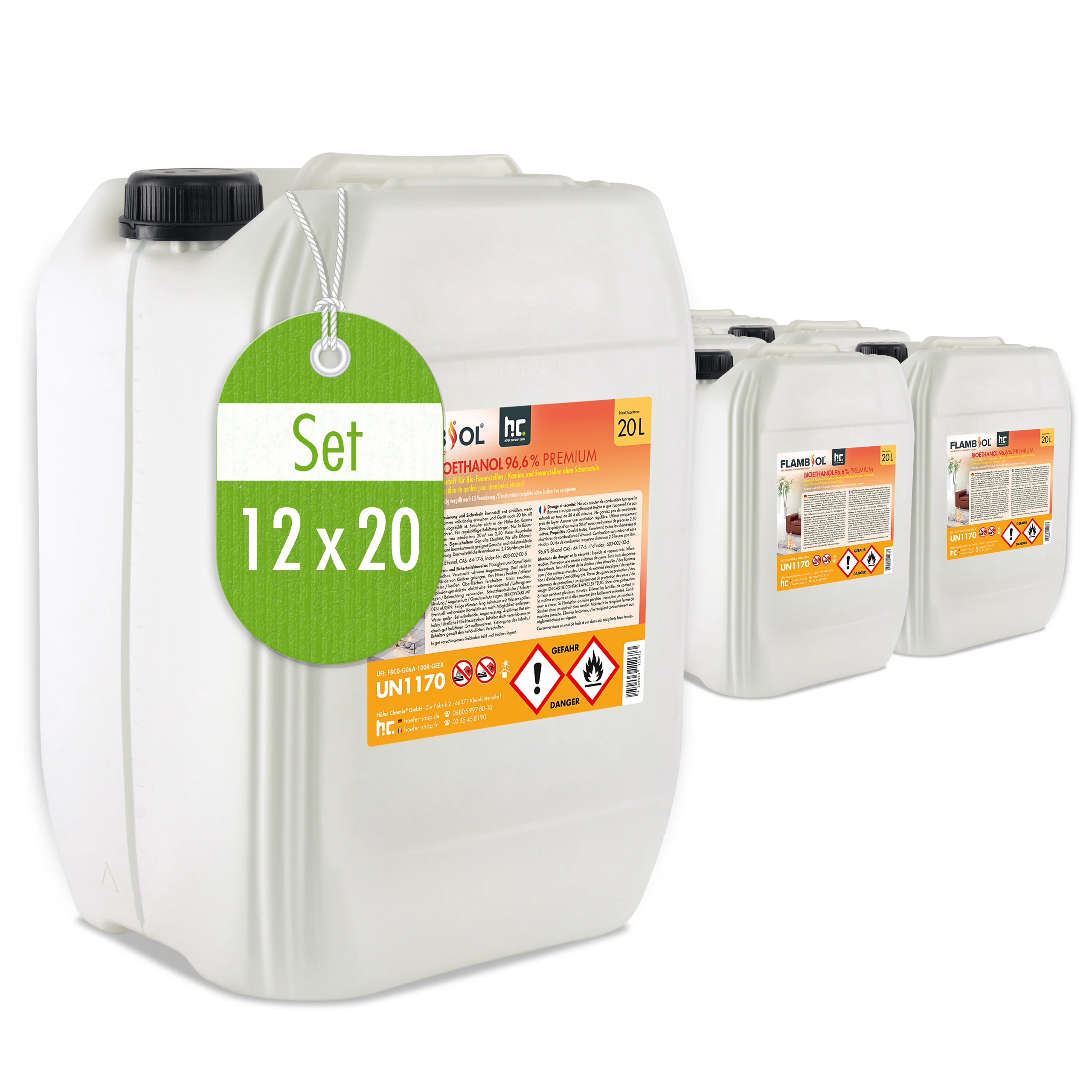 20 L FLAMBIOL® Bioethanol 96,6% Premium für Ethanolkamin in Kanistern - Image 7