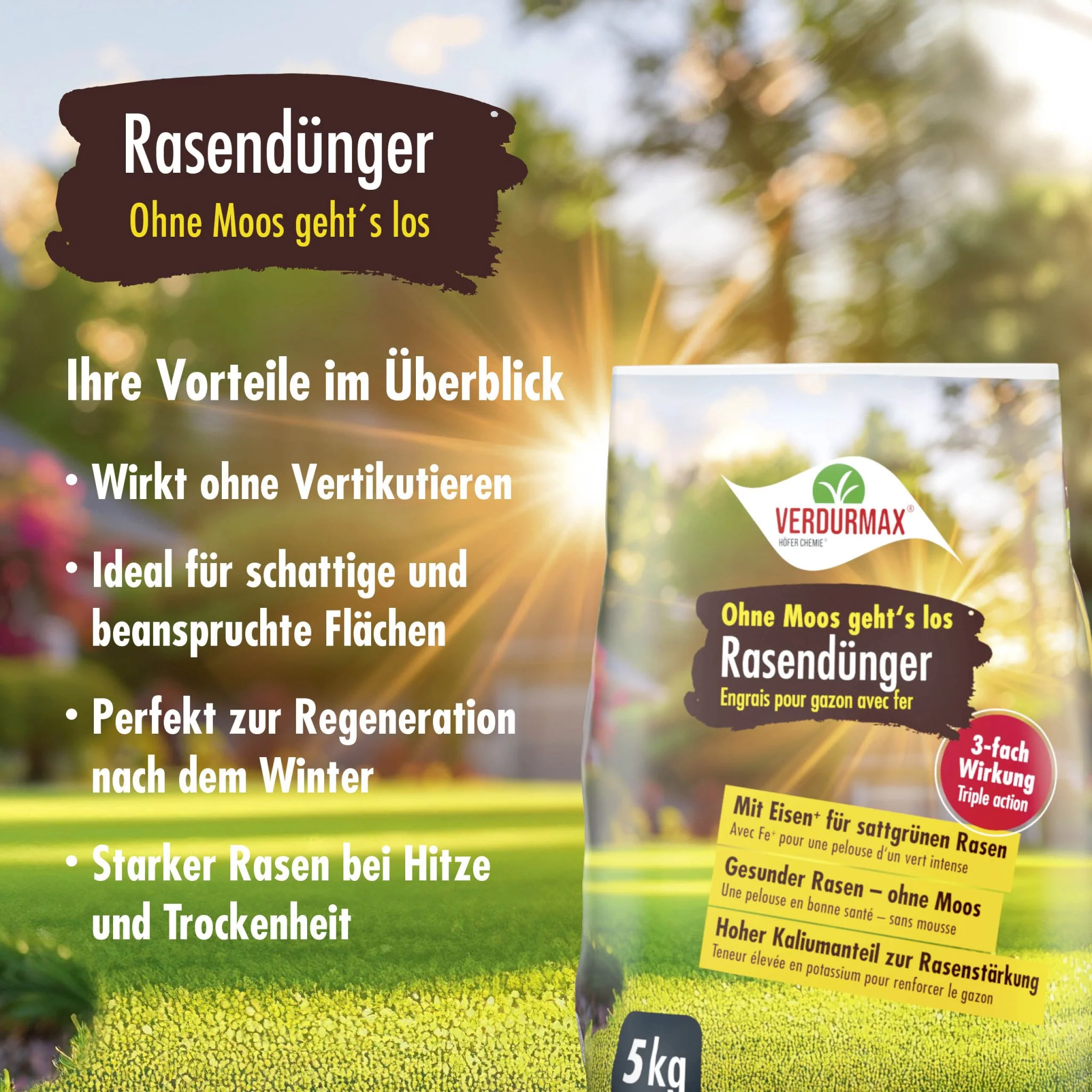 5 kg VERDURMAX® Rasendünger mit Eisen - Ohne Moos geht´s los - Image 5
