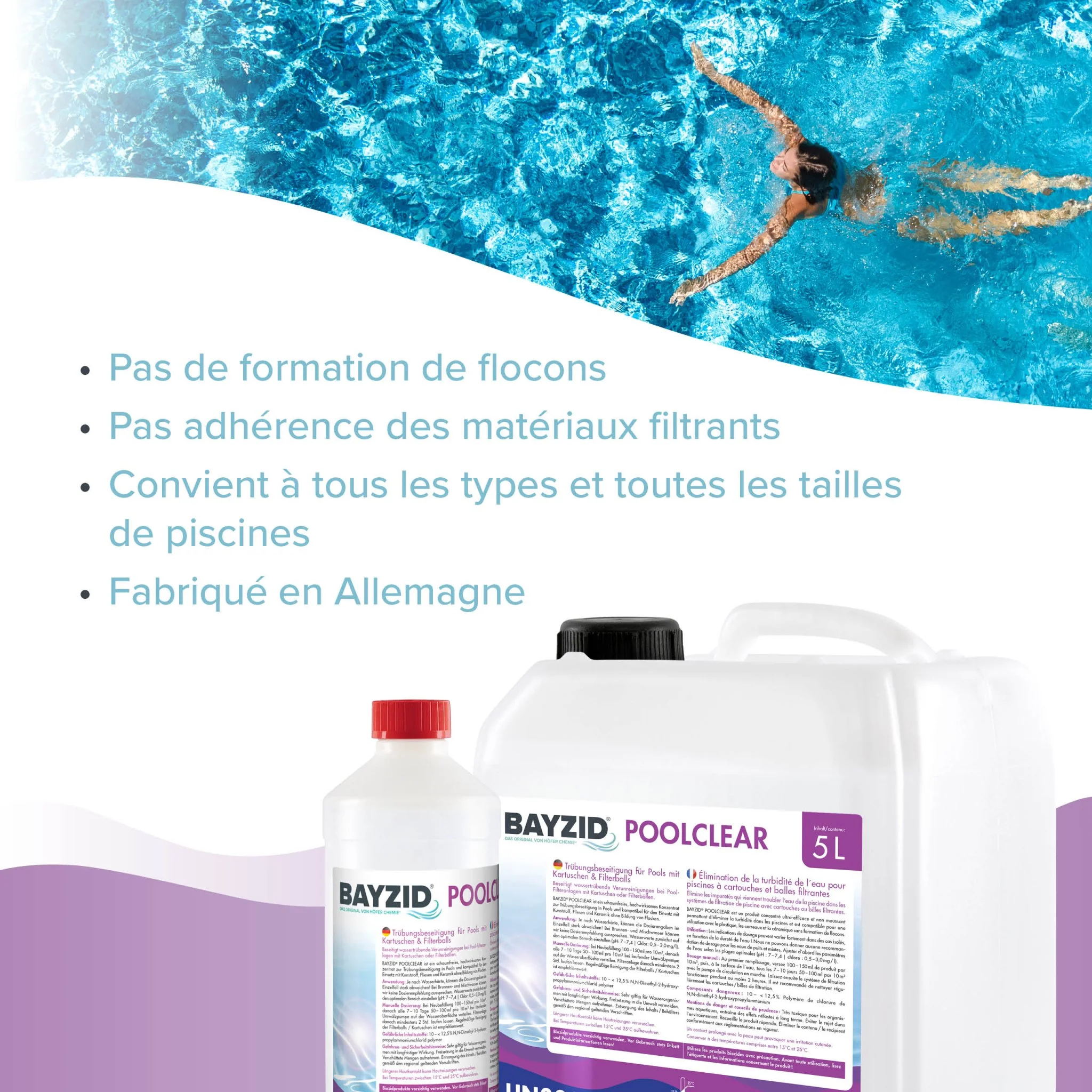 5 L BAYZID® Poolclear - Trübungsbeseitigung für Pool-Filter mit Kartuschen & Filterballs - Image 9