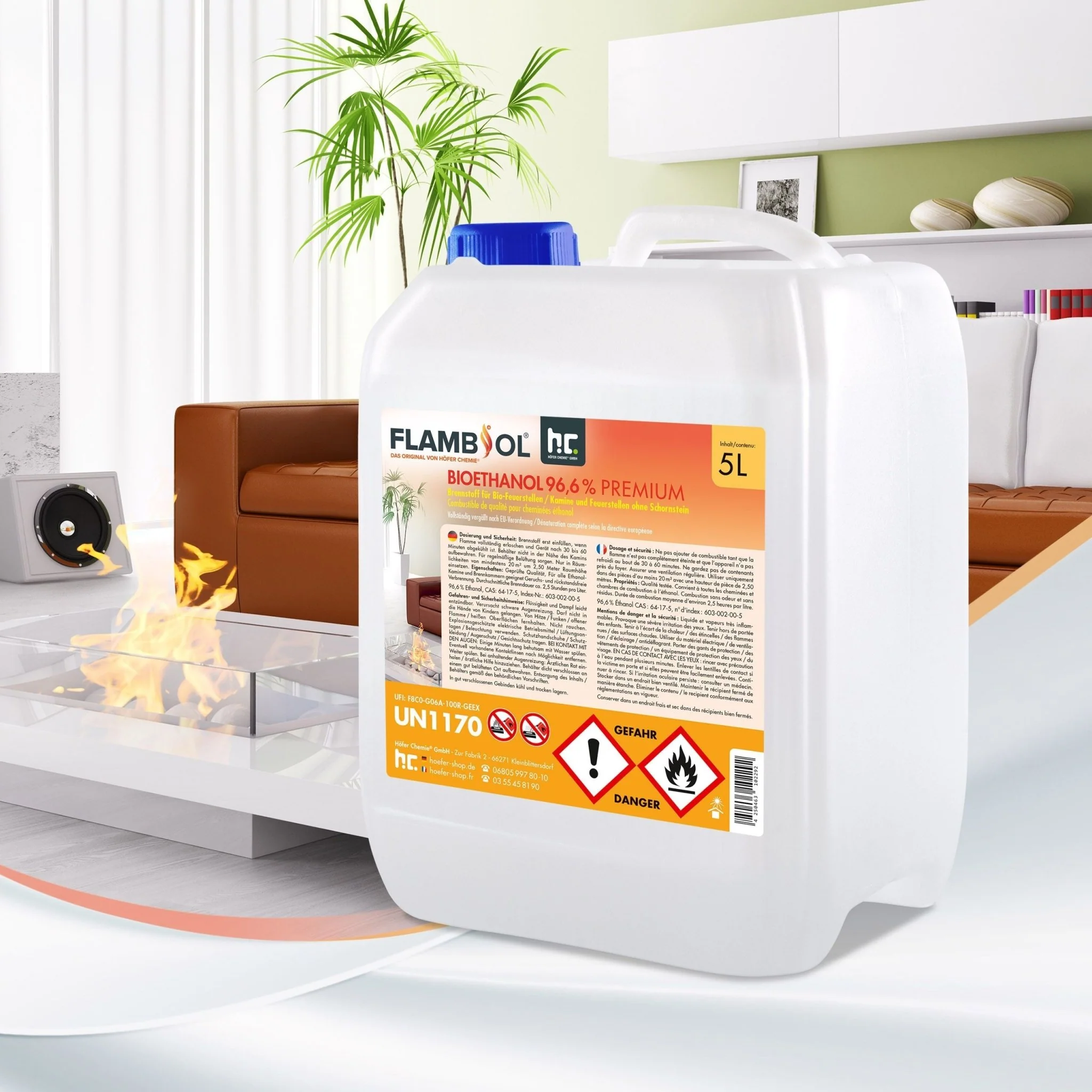 5 L FLAMBIOL® Bioethanol 96,6% Premium für Ethanol-Brenner oder Kamine - Image 8