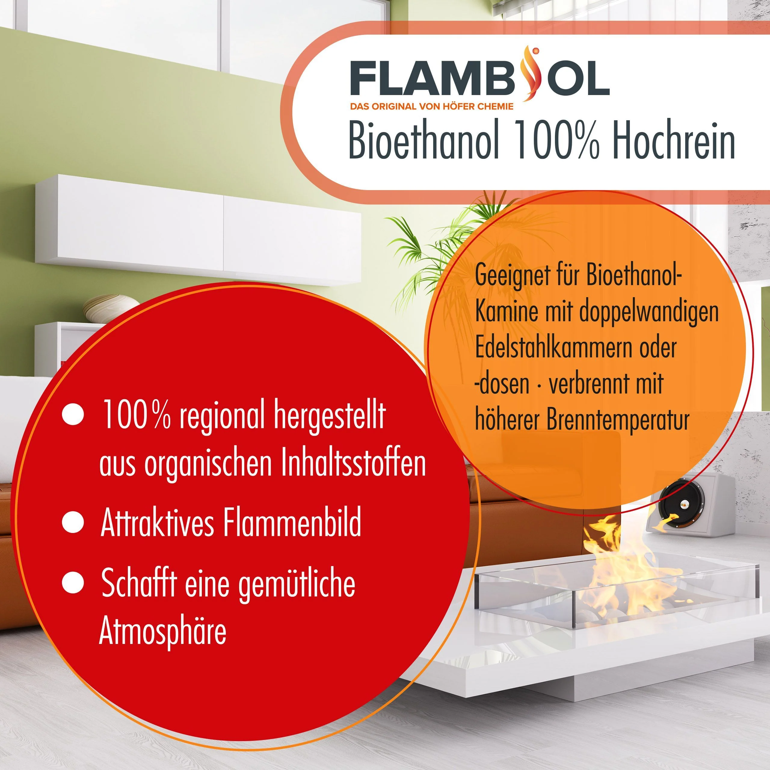 5 L FLAMBIOL® Bioethanol Hochrein 100 % rauch- und rußfrei in Kanistern - Image 4