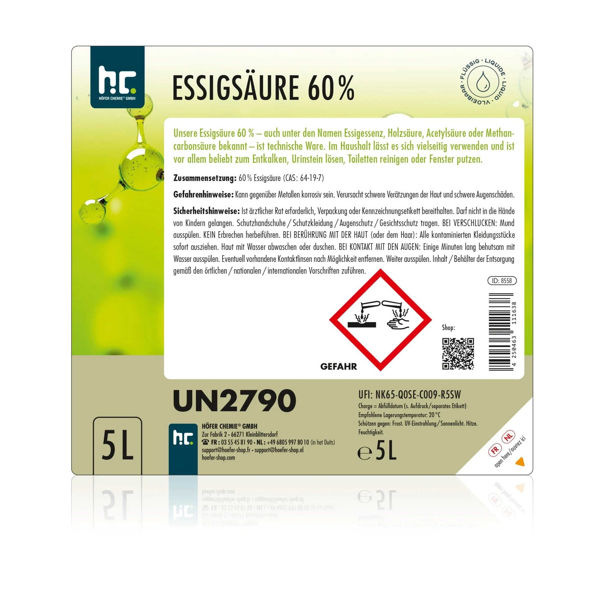 5 L Höfer Chemie® Essigsäure 60% in Kanistern - Image 10