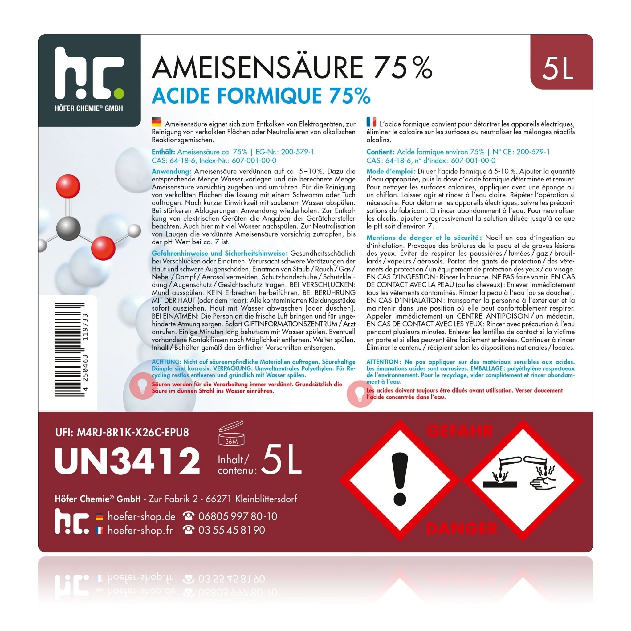 5 L Höfer Chemie® Ameisensäure 73% technische Qualität - Image 27