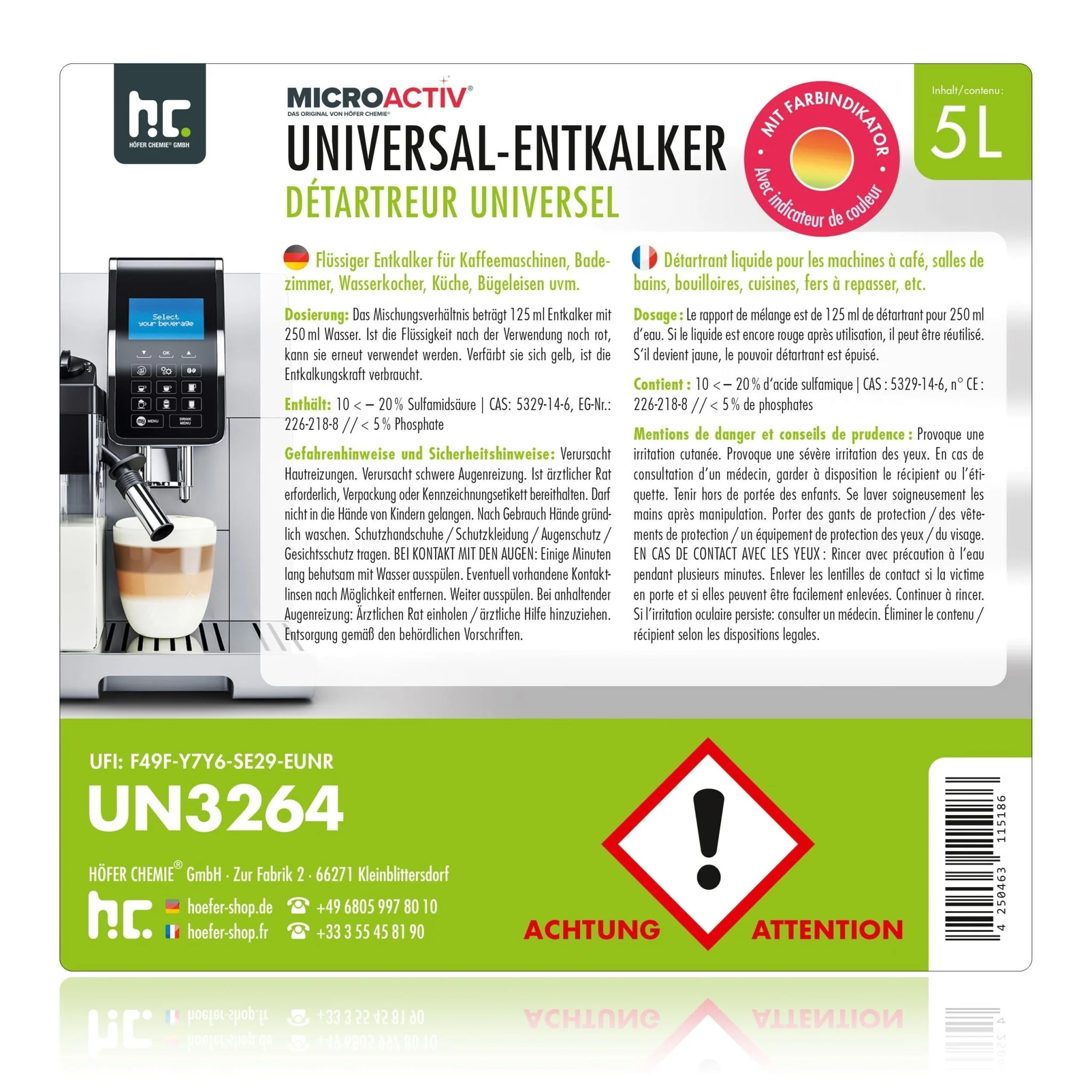 5 L Microactiv® Universal Entkalker mit Farbindikator für Kaffeevollautomaten im Kanister - Image 10