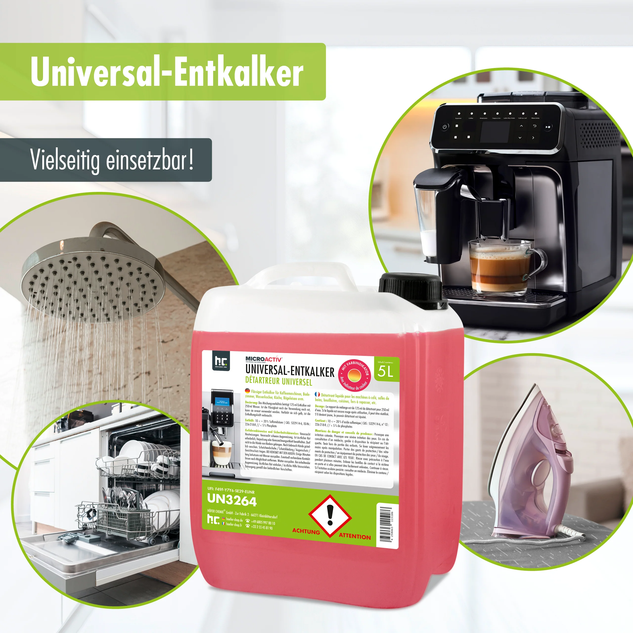5 L Microactiv® Universal Entkalker mit Farbindikator für Kaffeevollautomaten im Kanister - Image 4