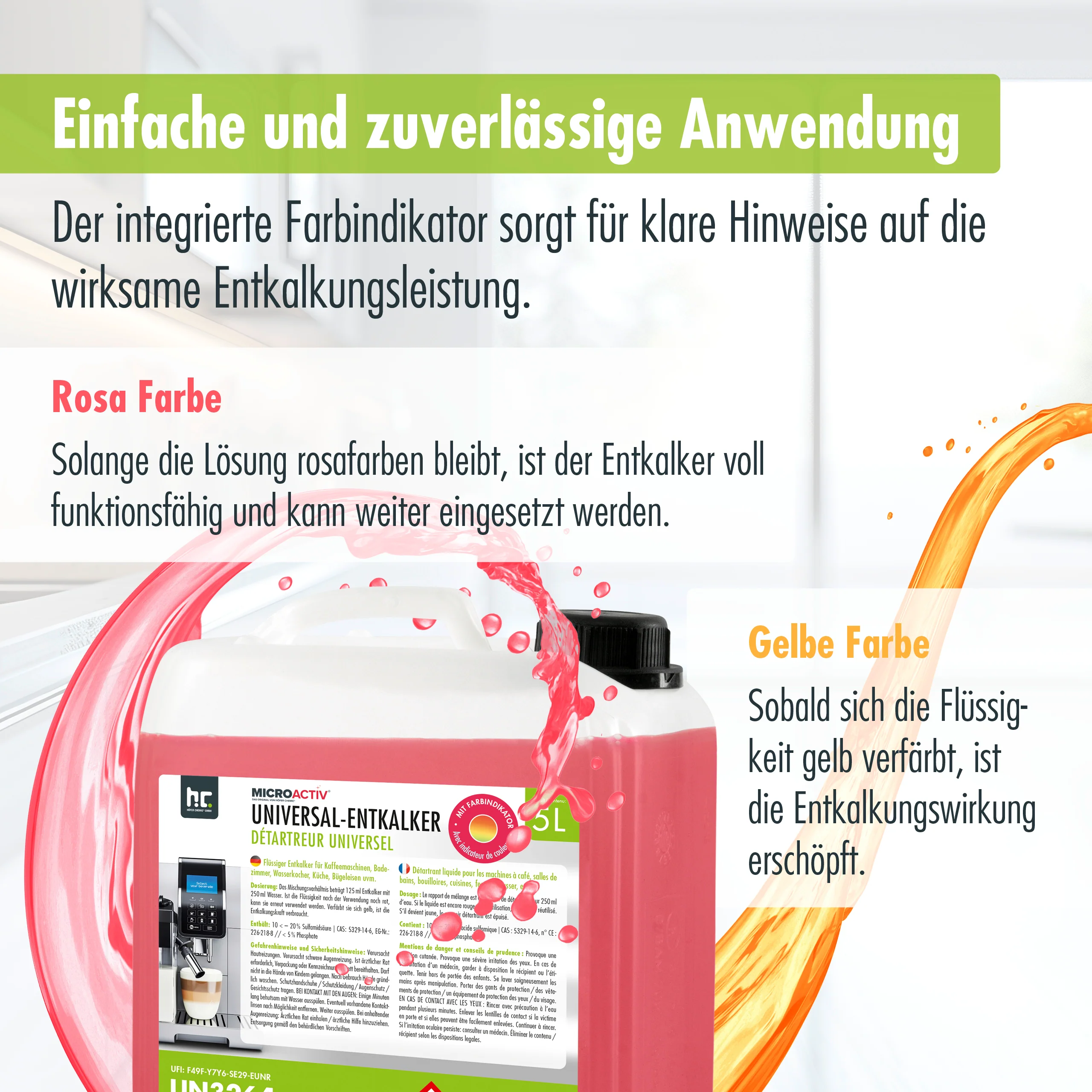 5 L Microactiv® Universal Entkalker mit Farbindikator für Kaffeevollautomaten im Kanister - Image 6