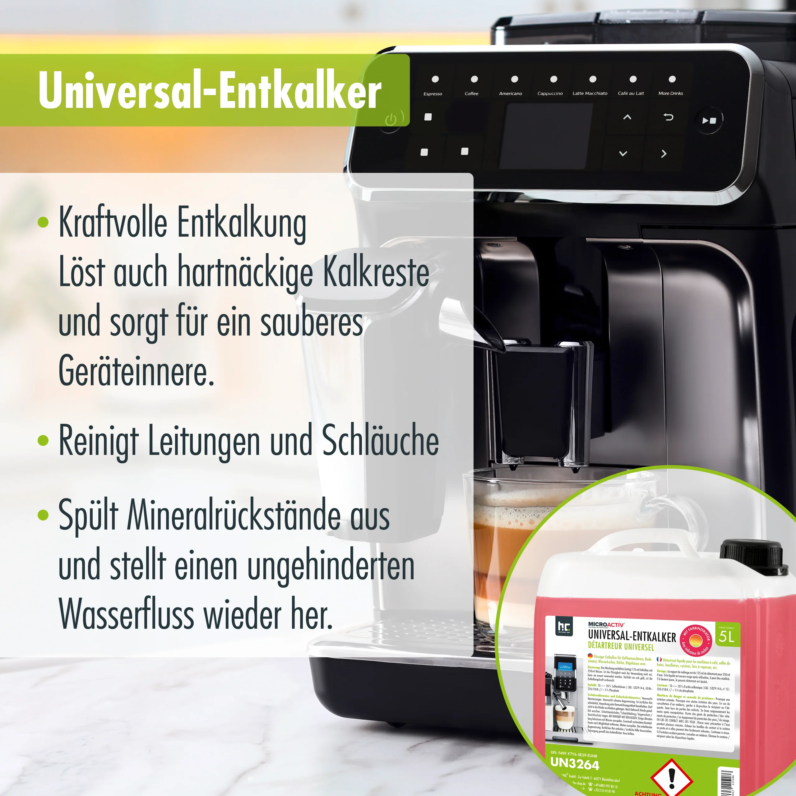 5 L Microactiv® Universal Entkalker mit Farbindikator für Kaffeevollautomaten im Kanister - Image 8