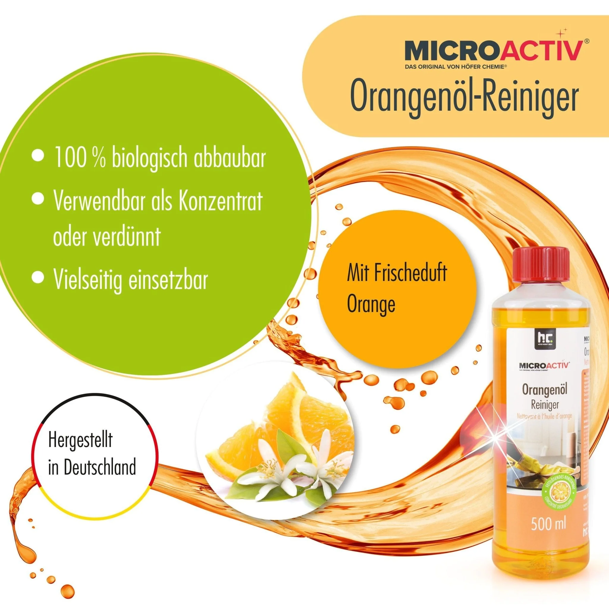 500 ml Microactiv® Orangenöl Reiniger Konzentrat in Flasche - Image 2