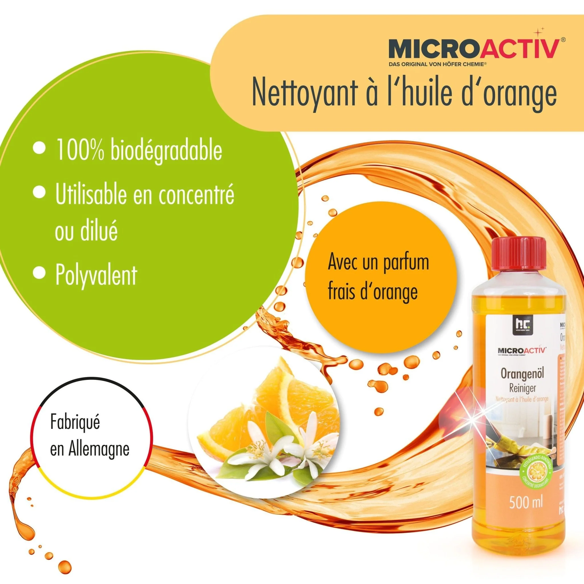 500 ml Microactiv® Orangenöl Reiniger Konzentrat in Flasche - Image 3