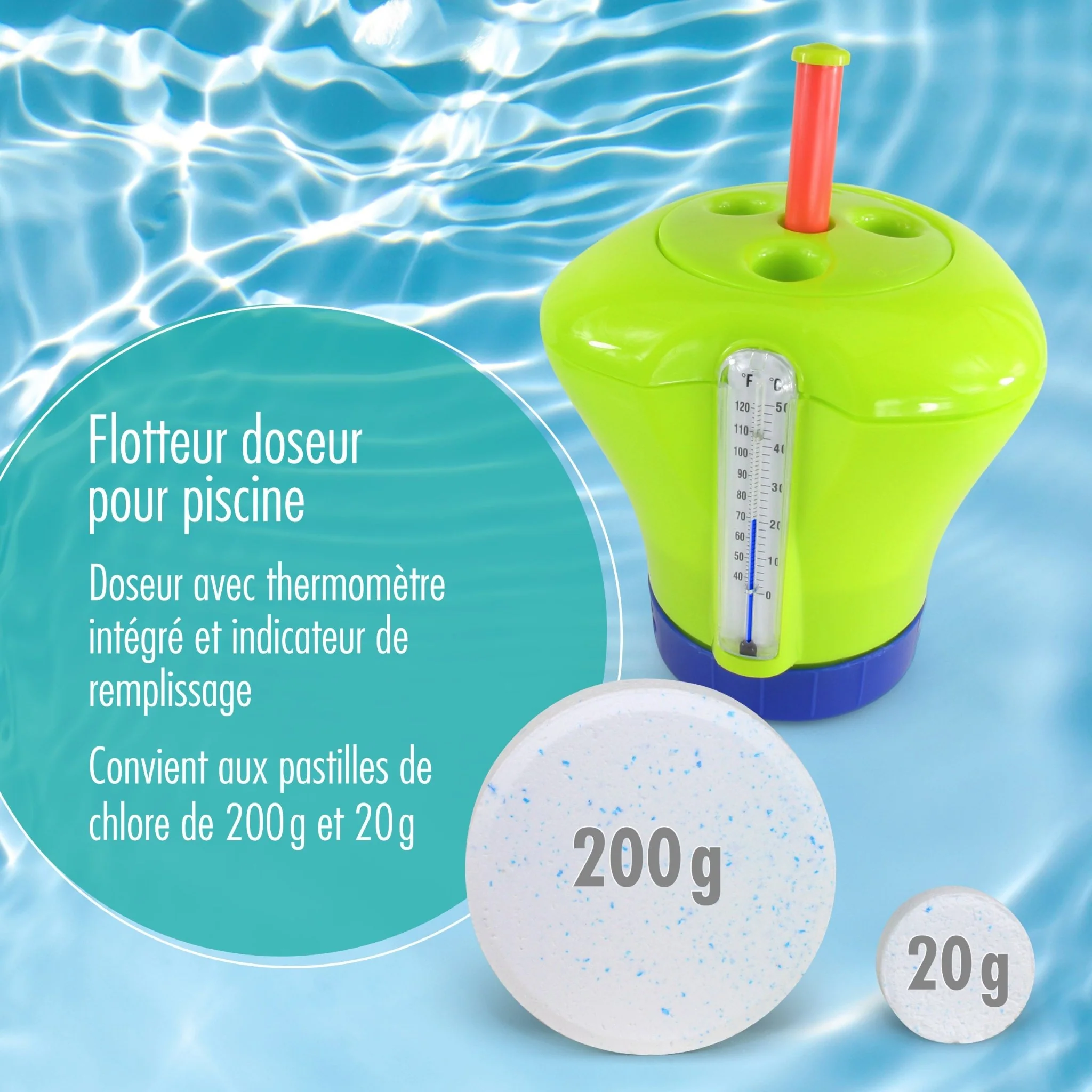 Pool Dosierschwimmer inkl. Thermometer Grün - Image 4