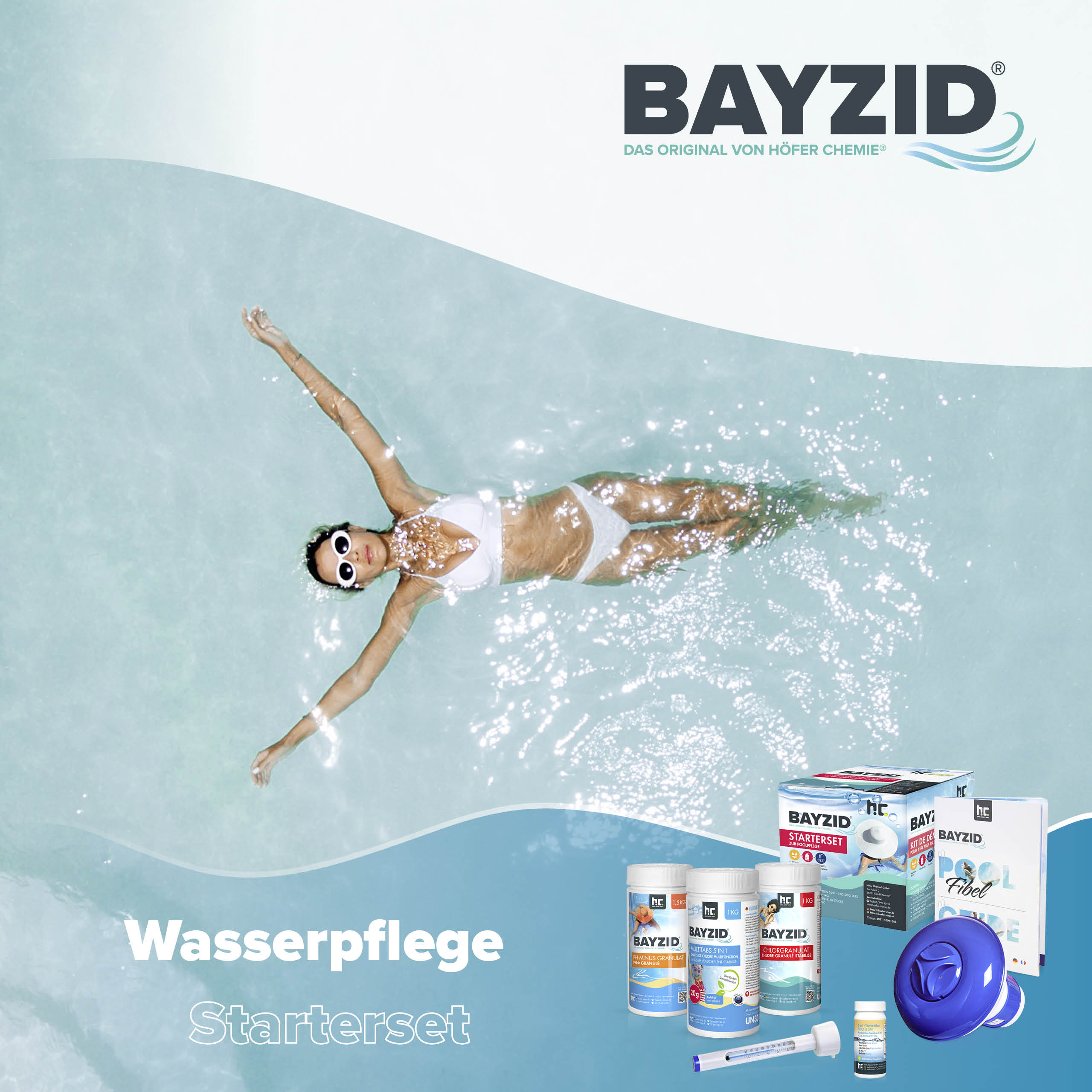 BAYZID® Pool Wasserpflege Starterset 7-tlg durch Chlor, PH Minus und Multitabs - Image 2